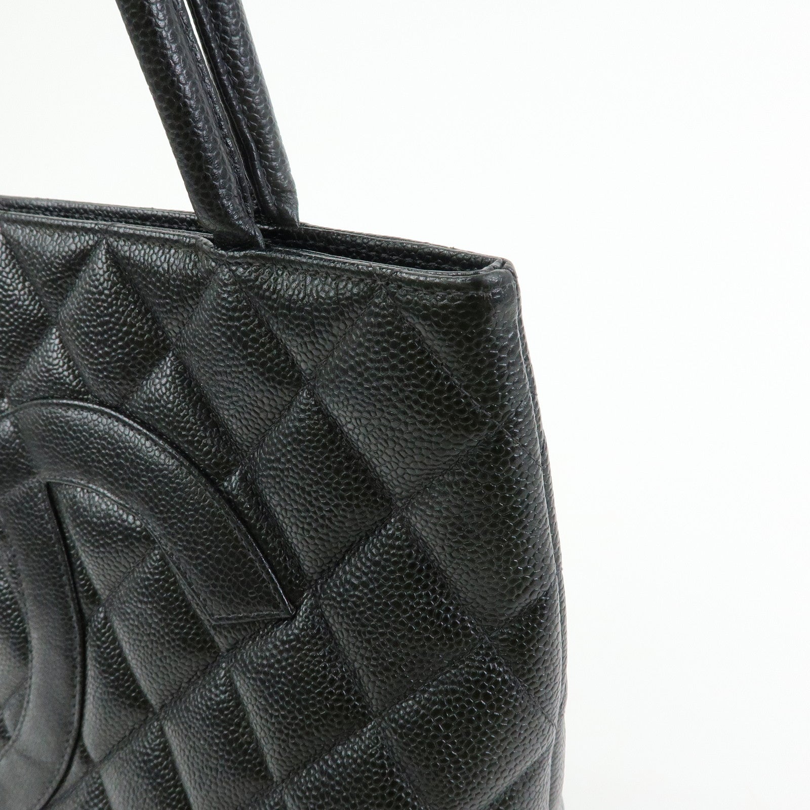 CHANEL Matelasse COCO Mark Medallion Caviarskin Tote Bag A01804