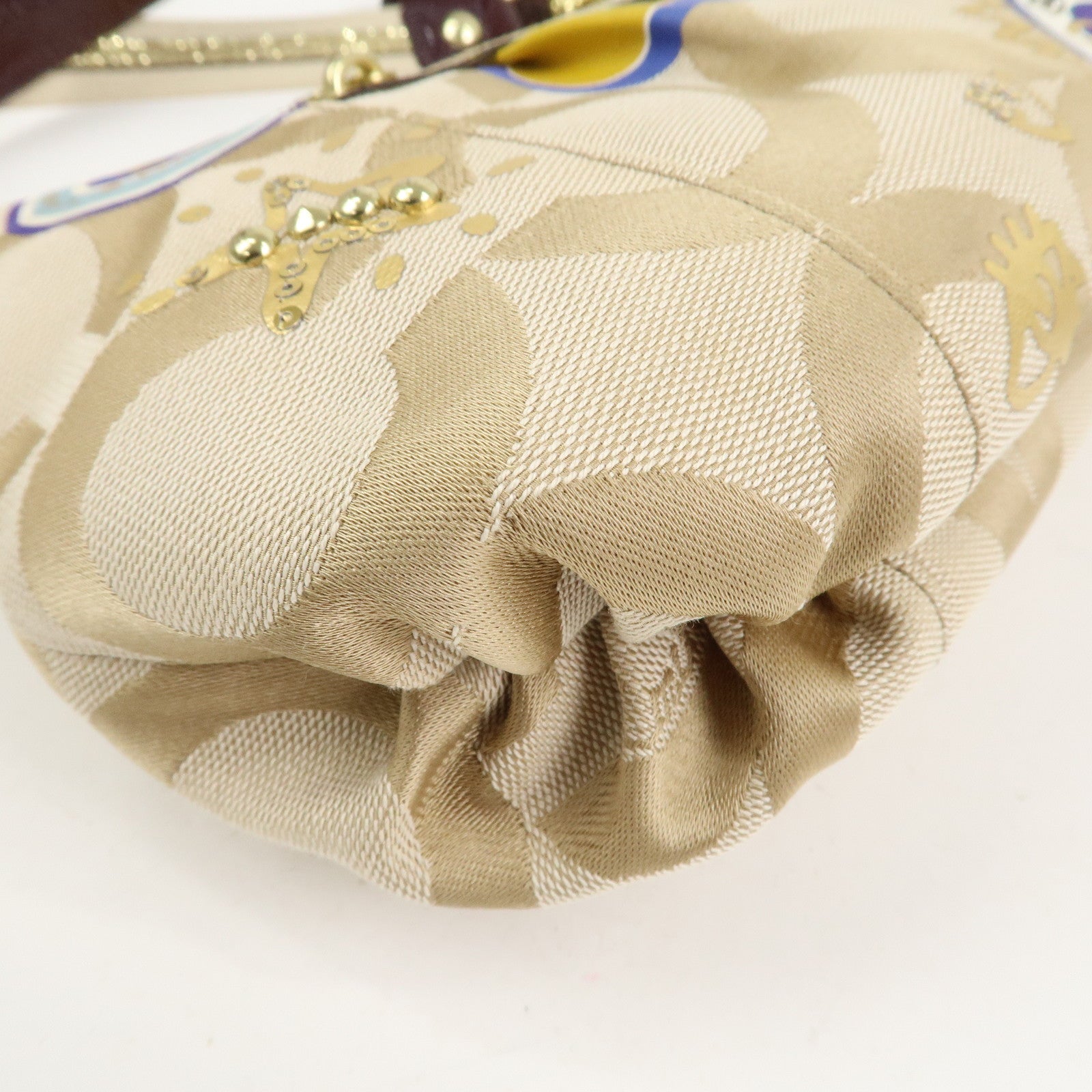 COACH POPPY Canvas Patent Leather 2Way Shoulder Bag Hand Bag Beige