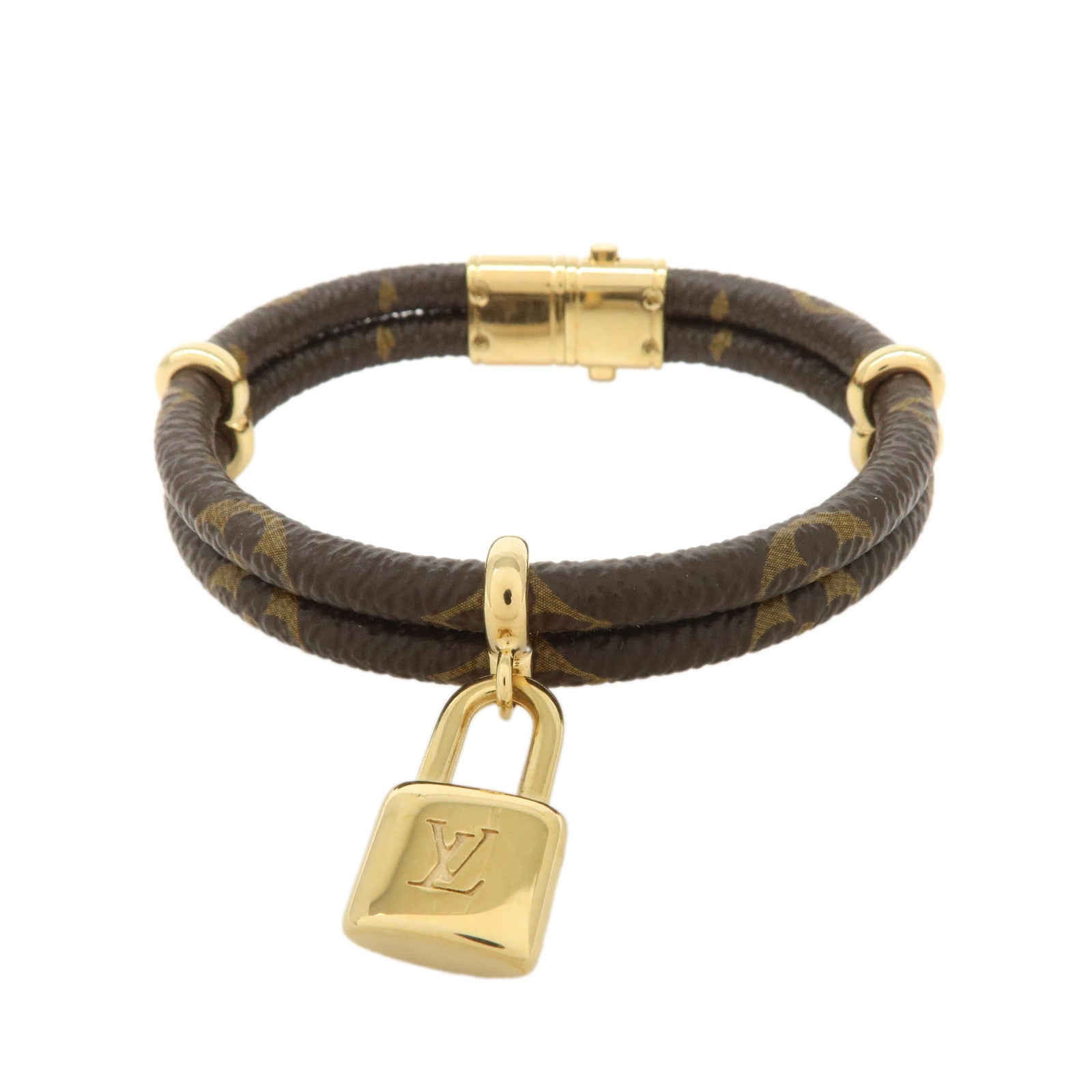 Louis Vuitton Monogram Leather Keep It Twice Bracelet M8109
