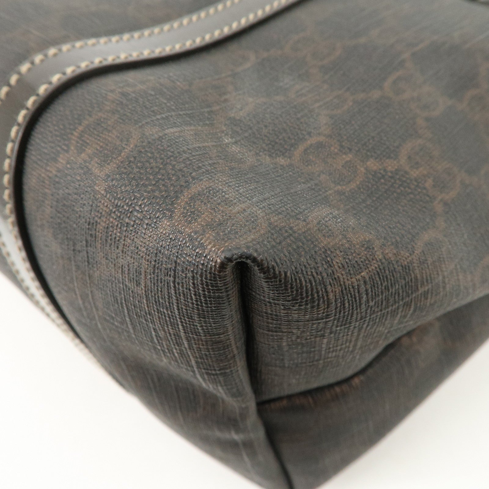 GUCCI GG Supreme Patent Leather Tote Bag Hand Bag Brown 197953