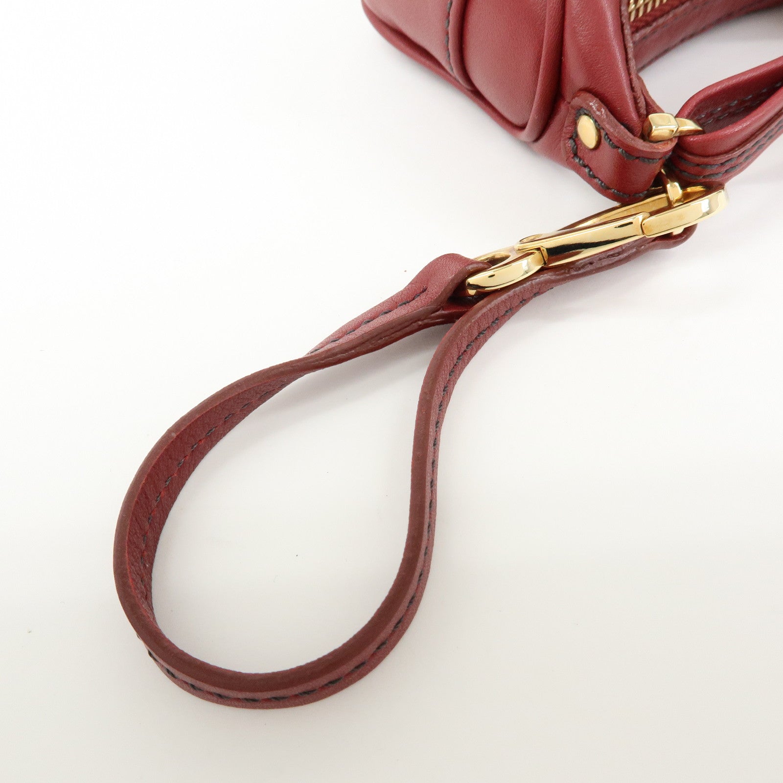 TOD’S Miky Leather Bag Charm Key Charm Key Holder Wine Red