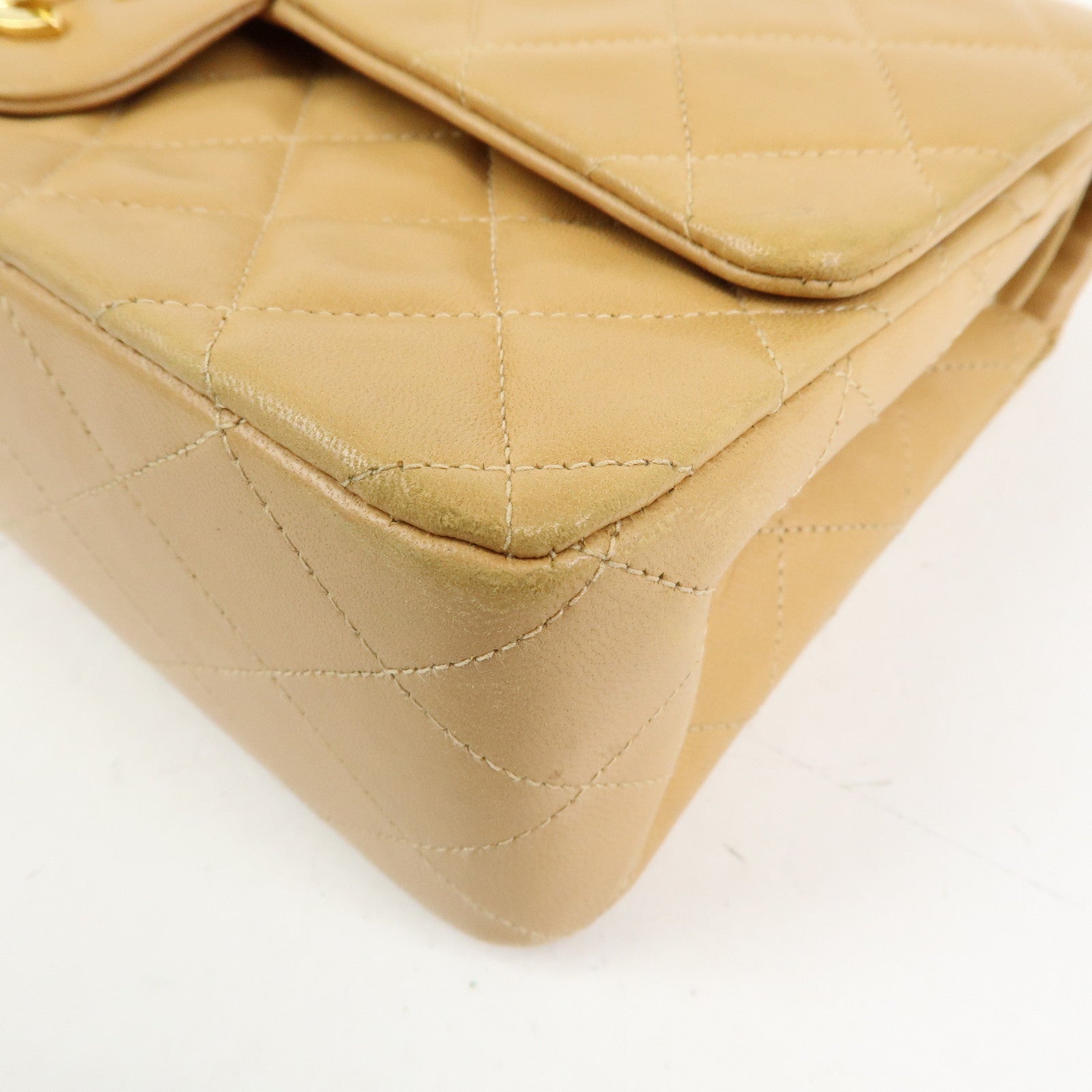 CHANEL Matelasse 25 Double Flap Chain Shoulder Bag Beige A01112
