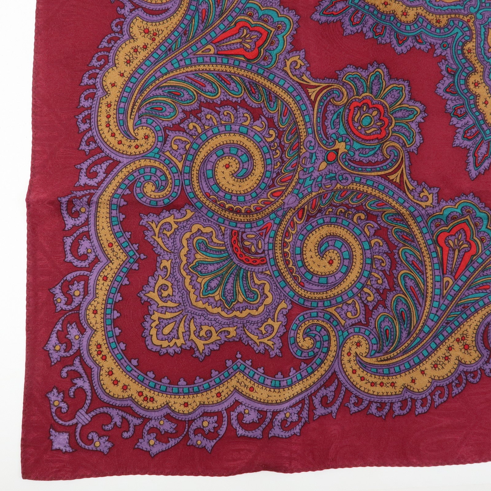 Christian Dior Silk 100% Scarf Paisley Pattern Bordeaux Purple