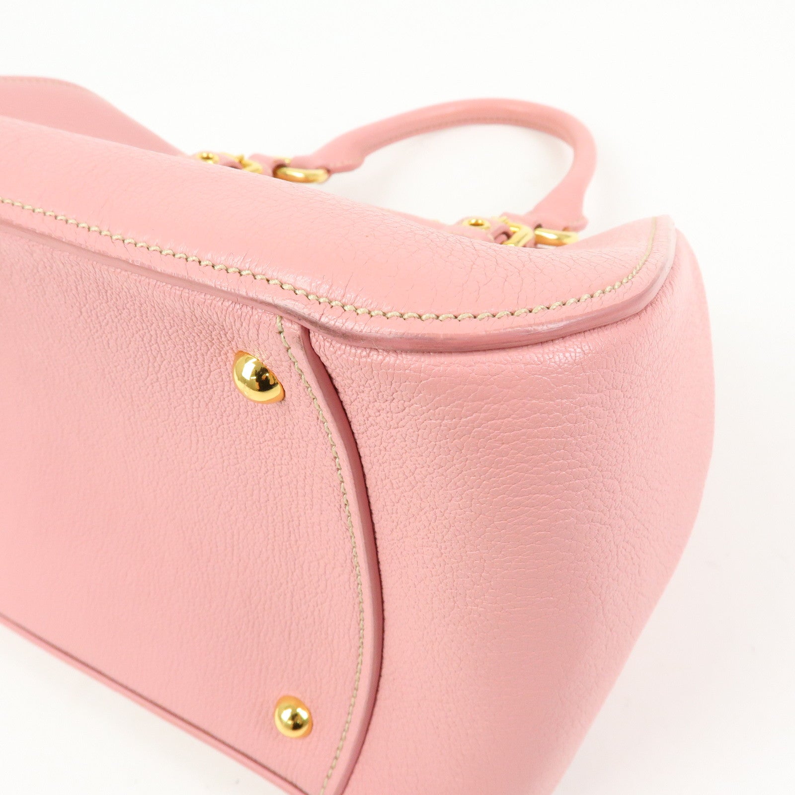 MIU MIU Logo Leather 2Way Bag Hand Bag Pink