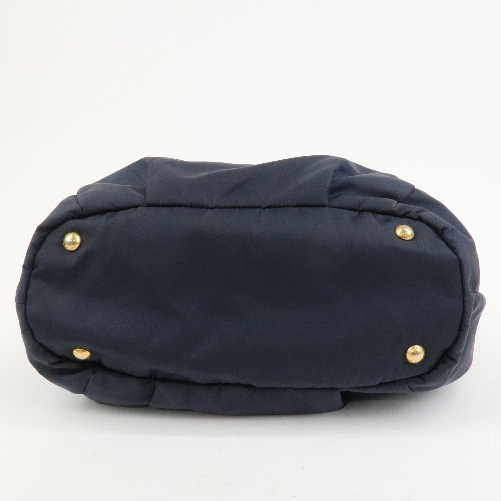 PRADA Logo Nylon Leather 2Way Bag Shoulder Bag Hand Bag Navy BR4420