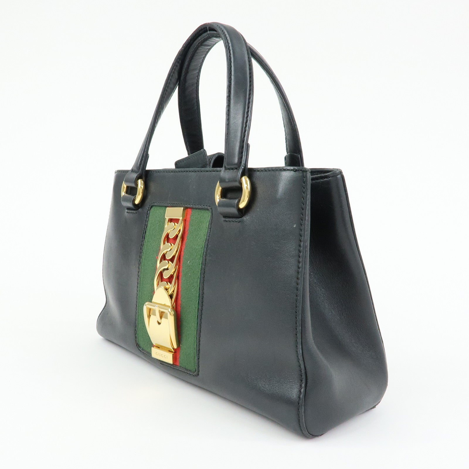 GUCCI Sylvie Sherry Canvas Leather 2Way Shoulder Bag Black 460331