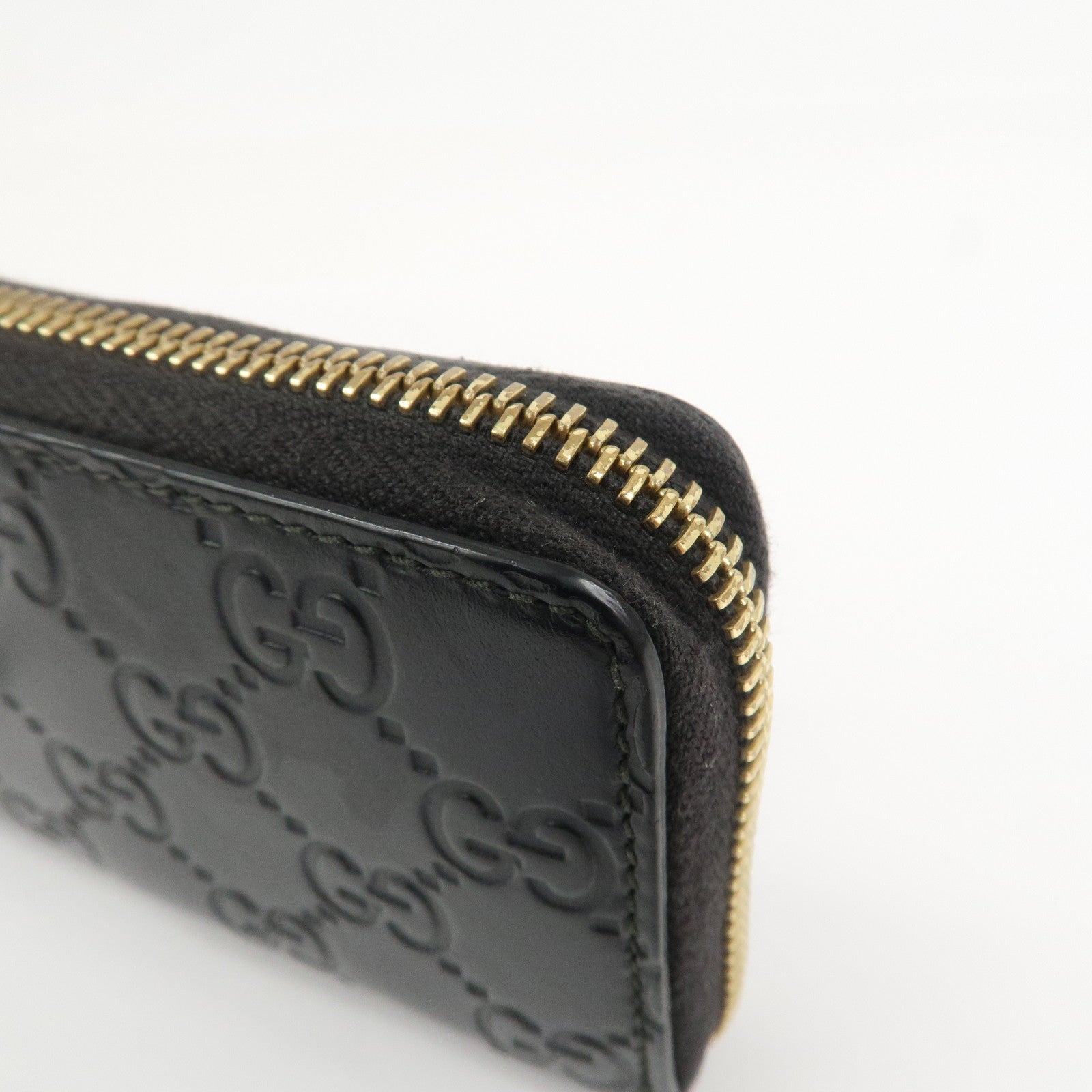GUCCI Guccissima Leather Card Case Card Holder Black 447939