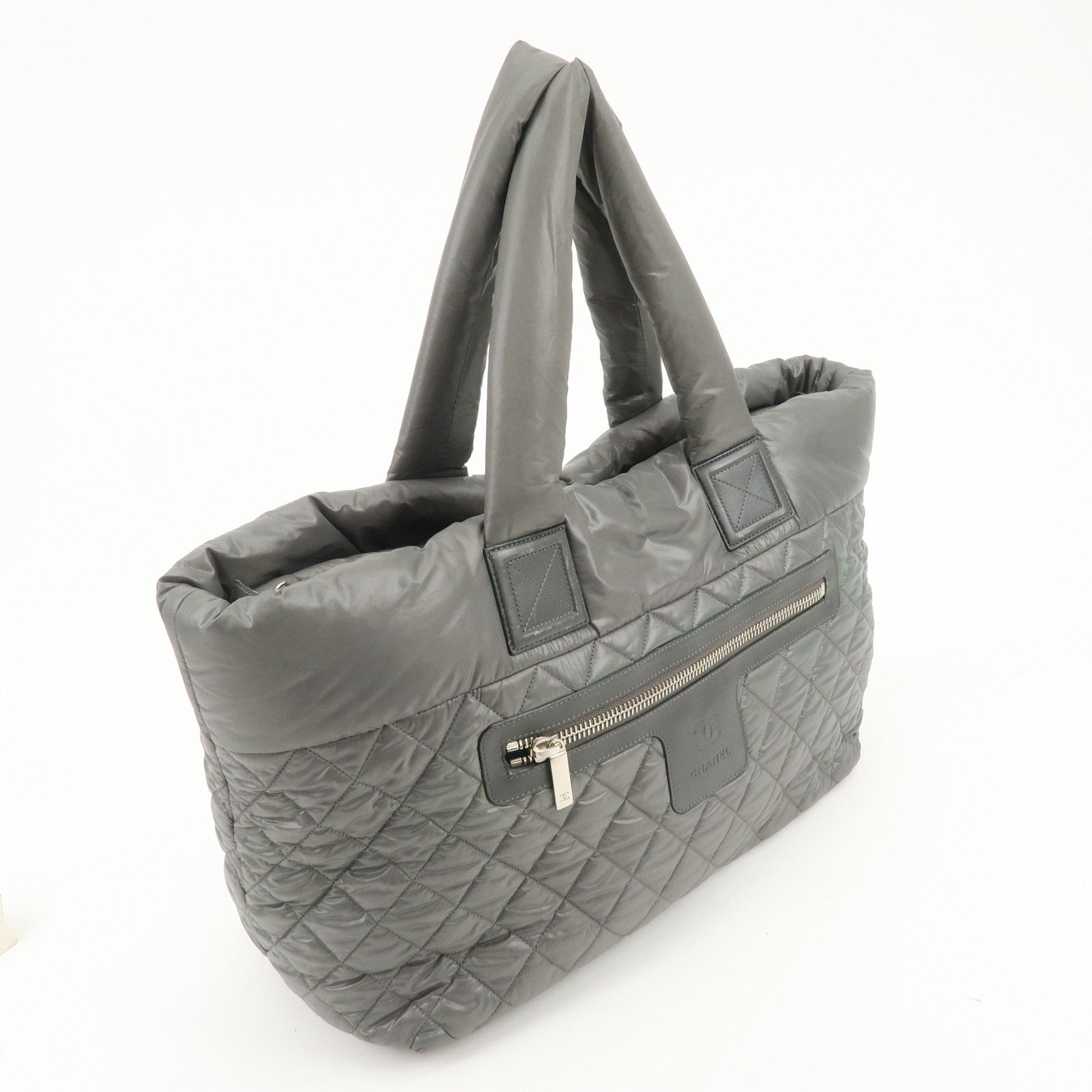 CHANEL COCO Cocoon Nylon Leather Medium Tote Bag Hand Bag A48611