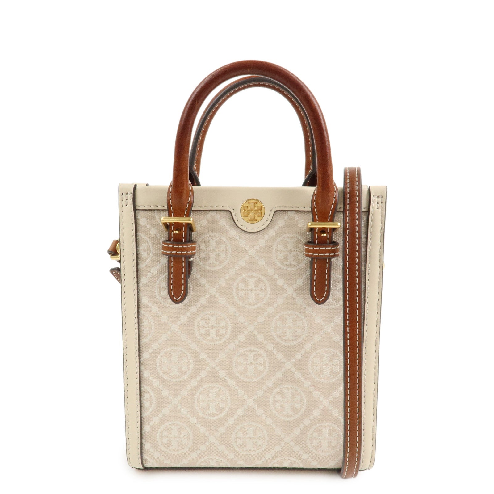 TORY BURCH Leather 2Way Shoulder Bag Hand Bag Beige 87146