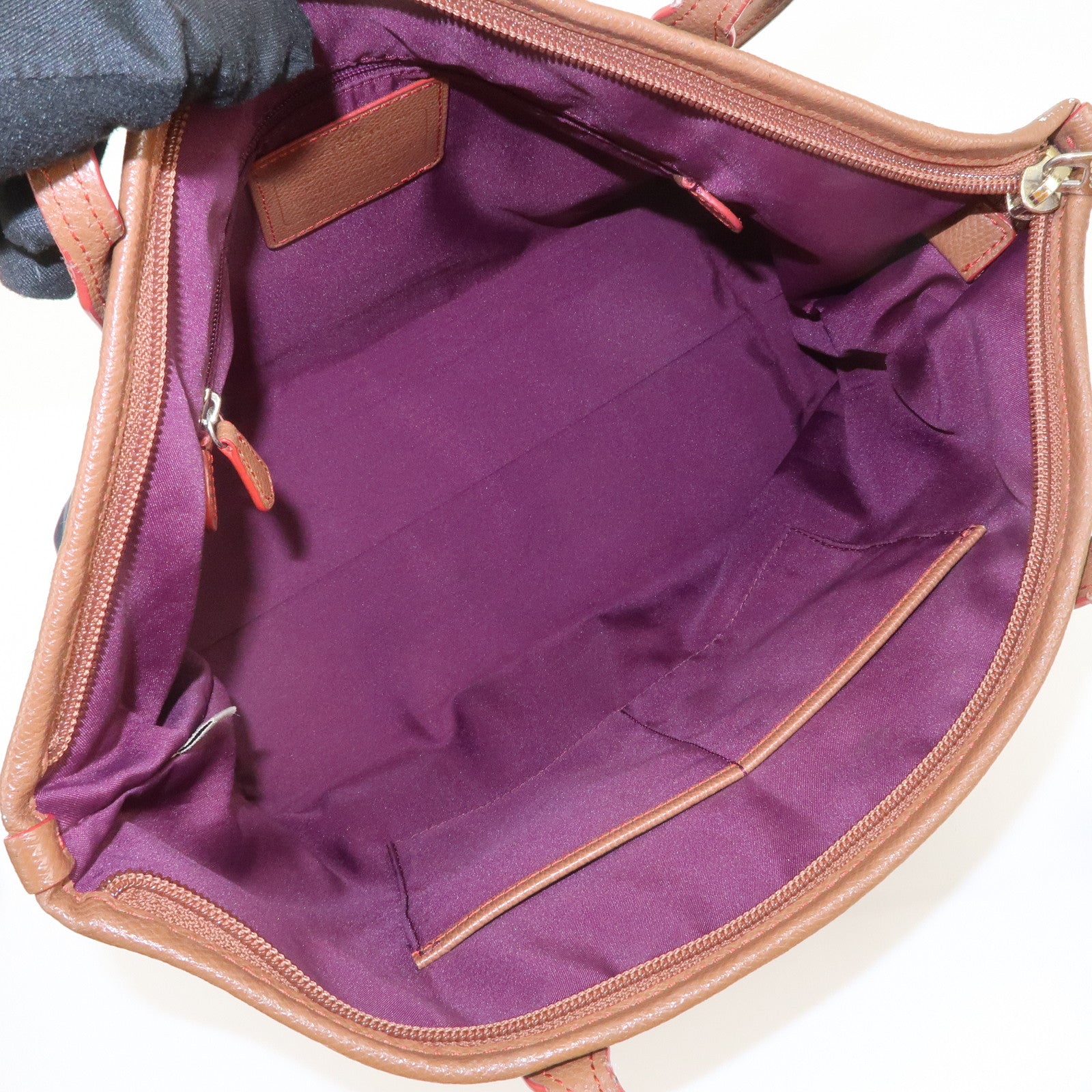 COACH Signature Set Of 2 Canvas Leather Hand Bag Brown Navy