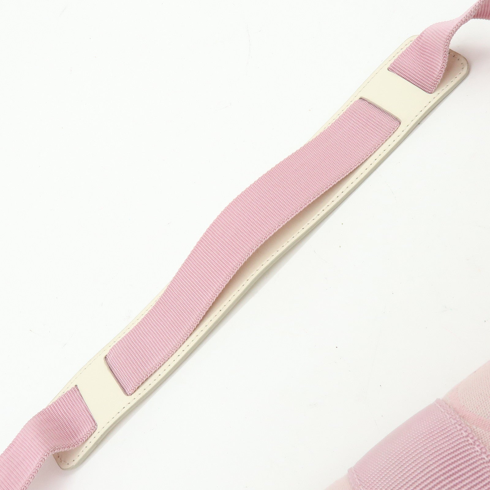 Ferragamo Gancini Canvas Leather Shoulder Bag Light Pink White