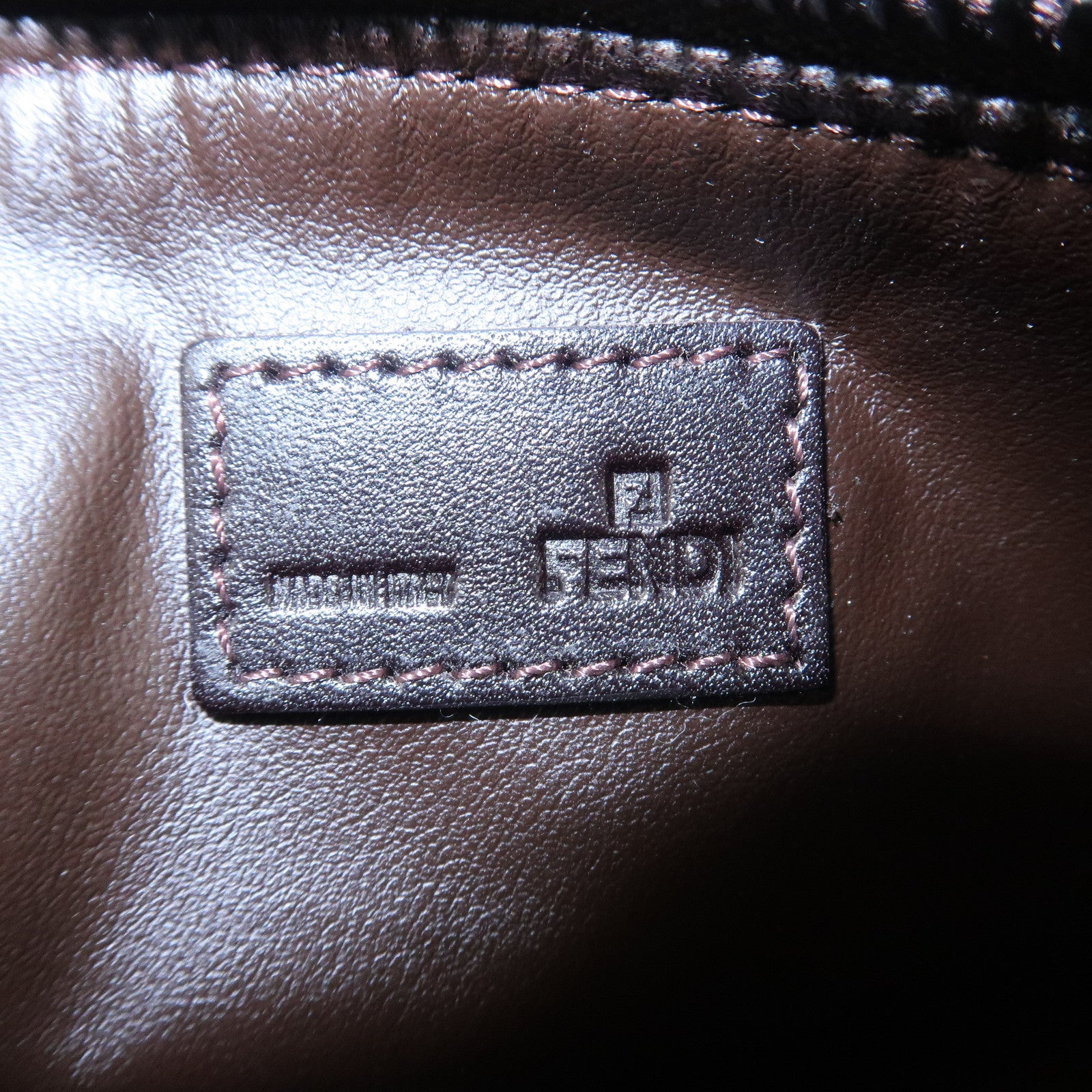 FENDI Zucchino Canvas Leather Cosmetic Pouch Makeup Pouch 7N0038