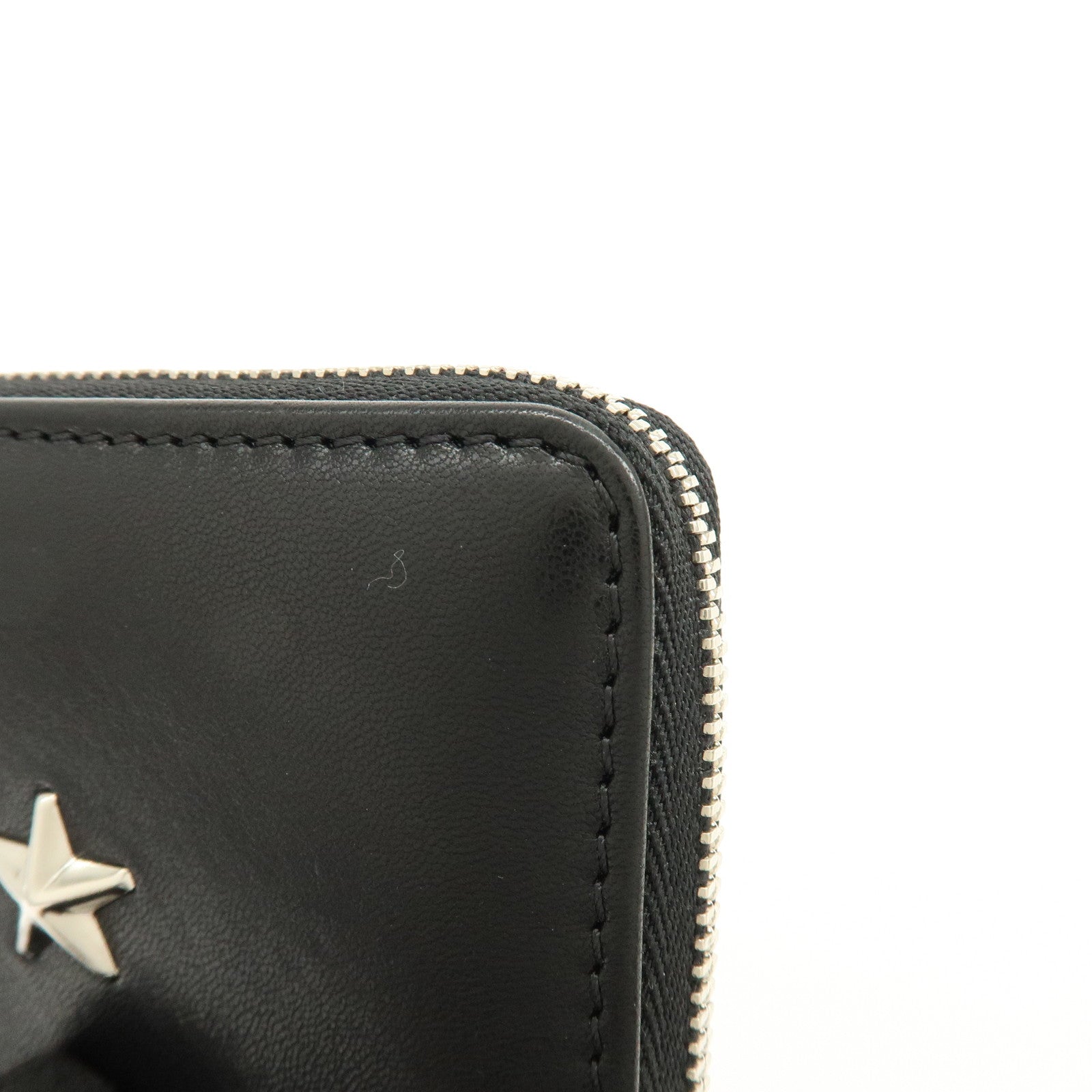 JIMMY CHOO Penny Star Studs Leather Coin Case Coin Wallet Black