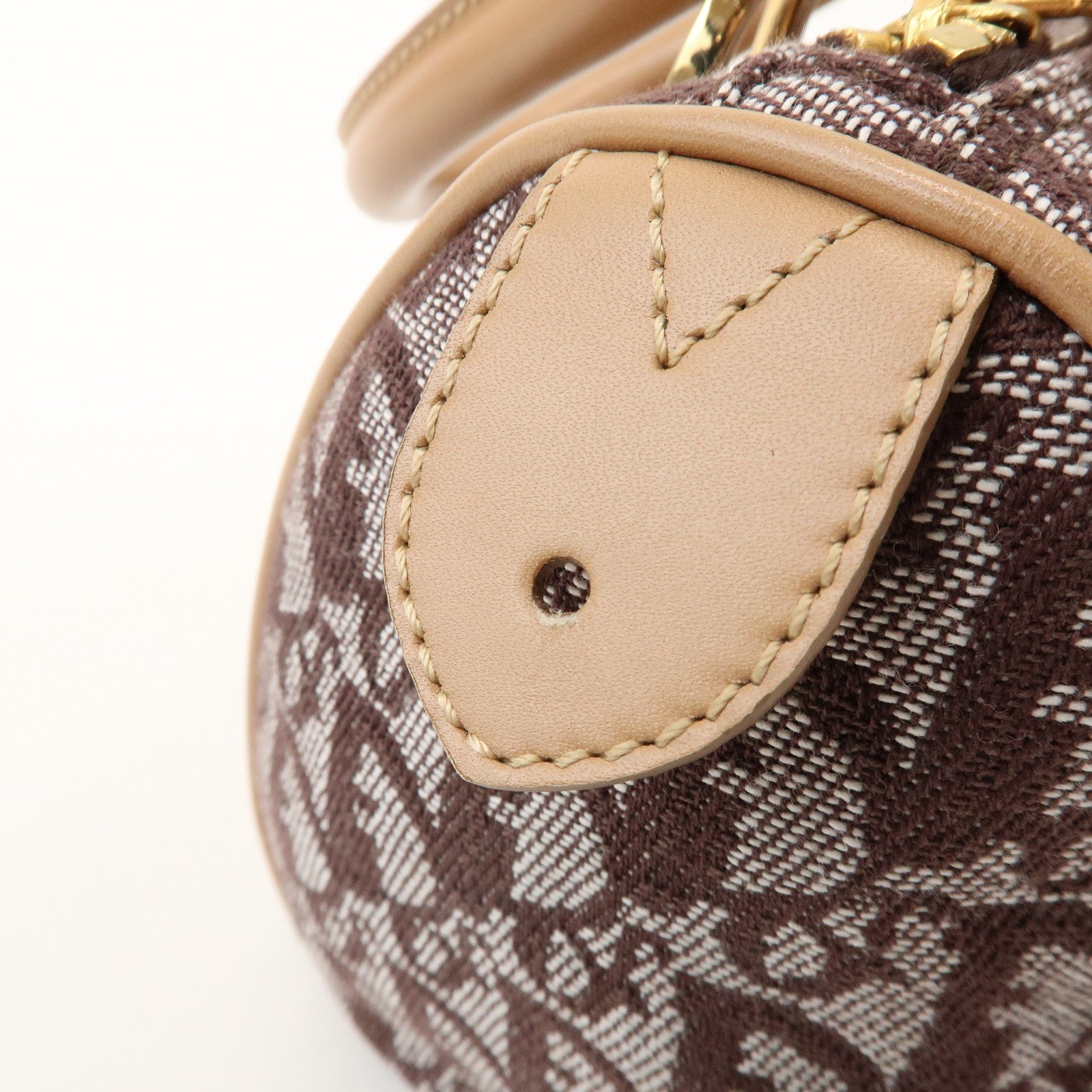 Christian Dior Trotter Jacquard Canvas Leather Mini Boston Hand Bag