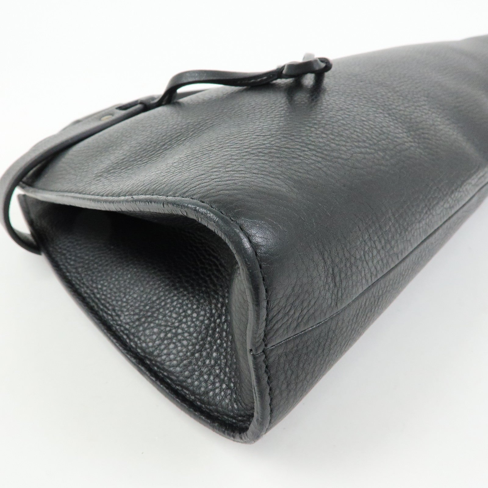 GUCCI Bamboo Leather Bamboo Hand Bag Black 109136