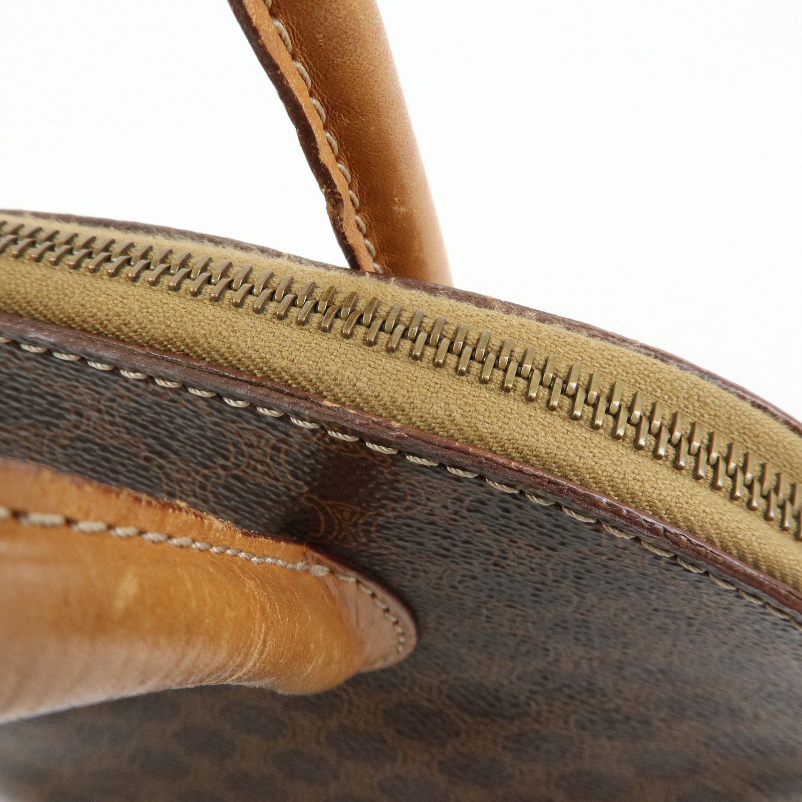 CELINE Macadam PVC Leather 2Way Bag Hand Bag Dome Bag Brown