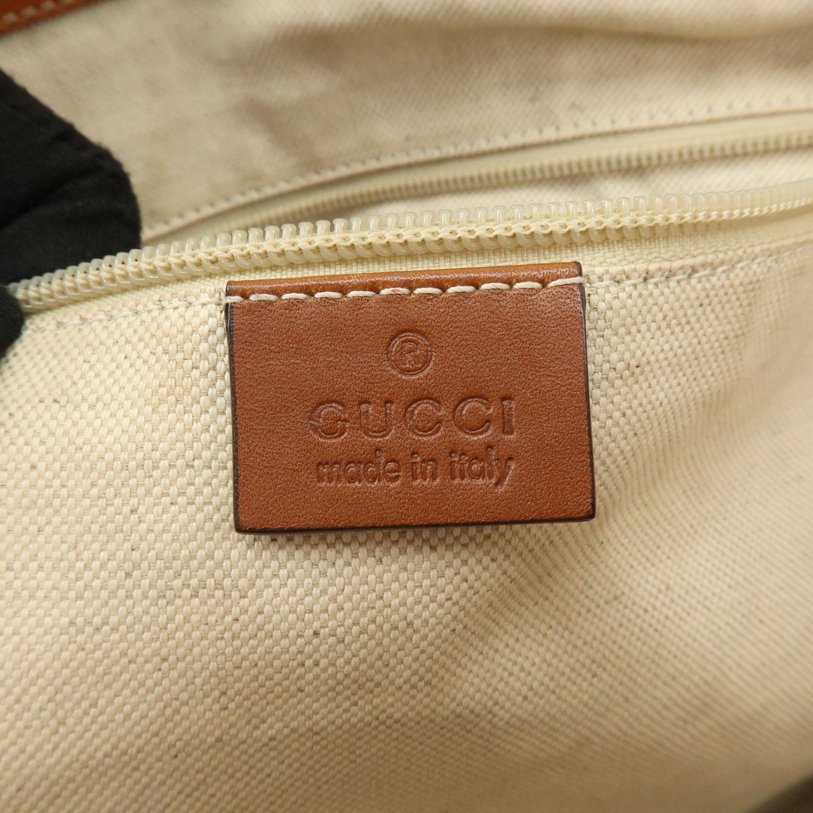 GUCCI Straw Leather Tote Bag Shoulder Bag Beige Brown 309551