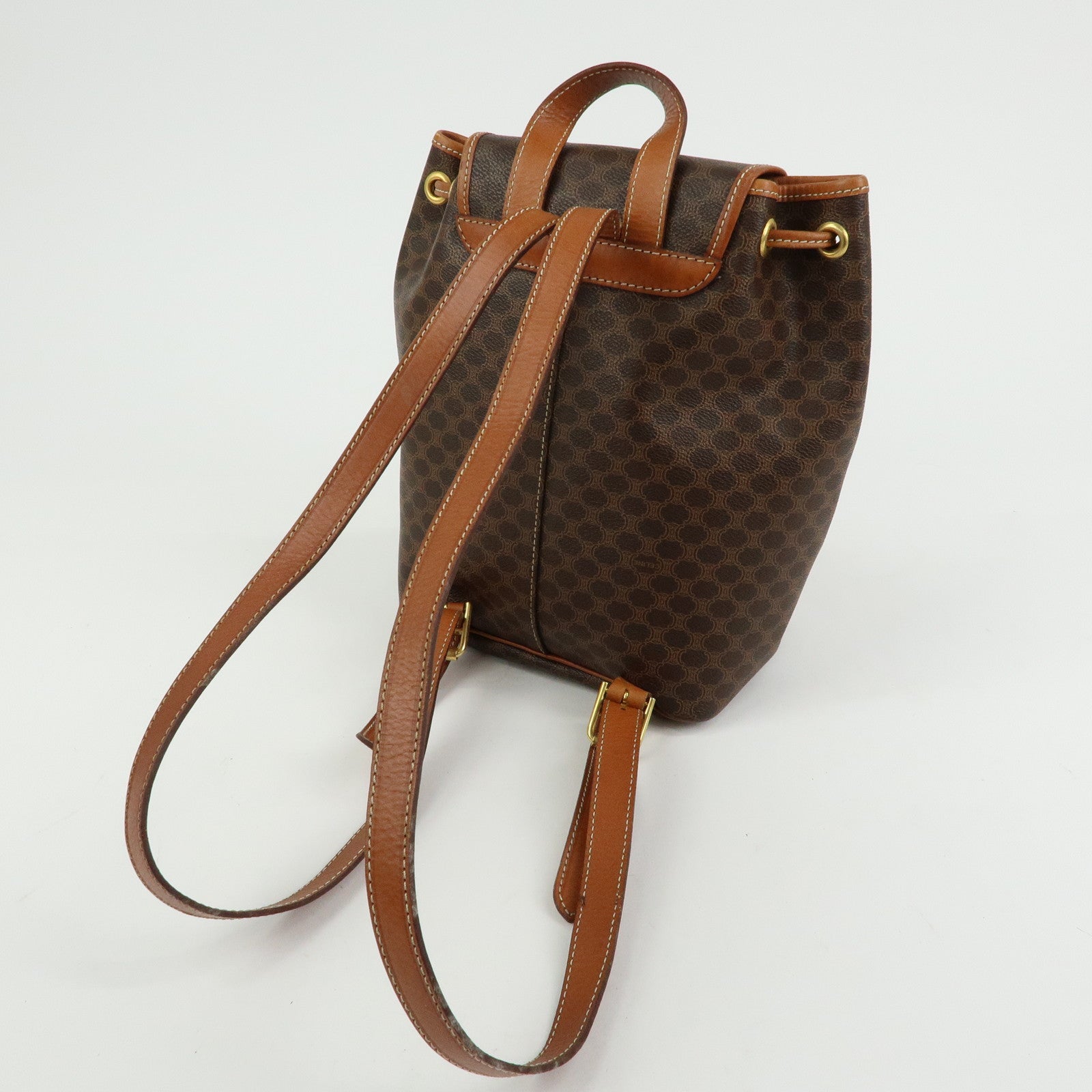 CELINE Macadam PVC Coated Canvas Leather Backpack Brown