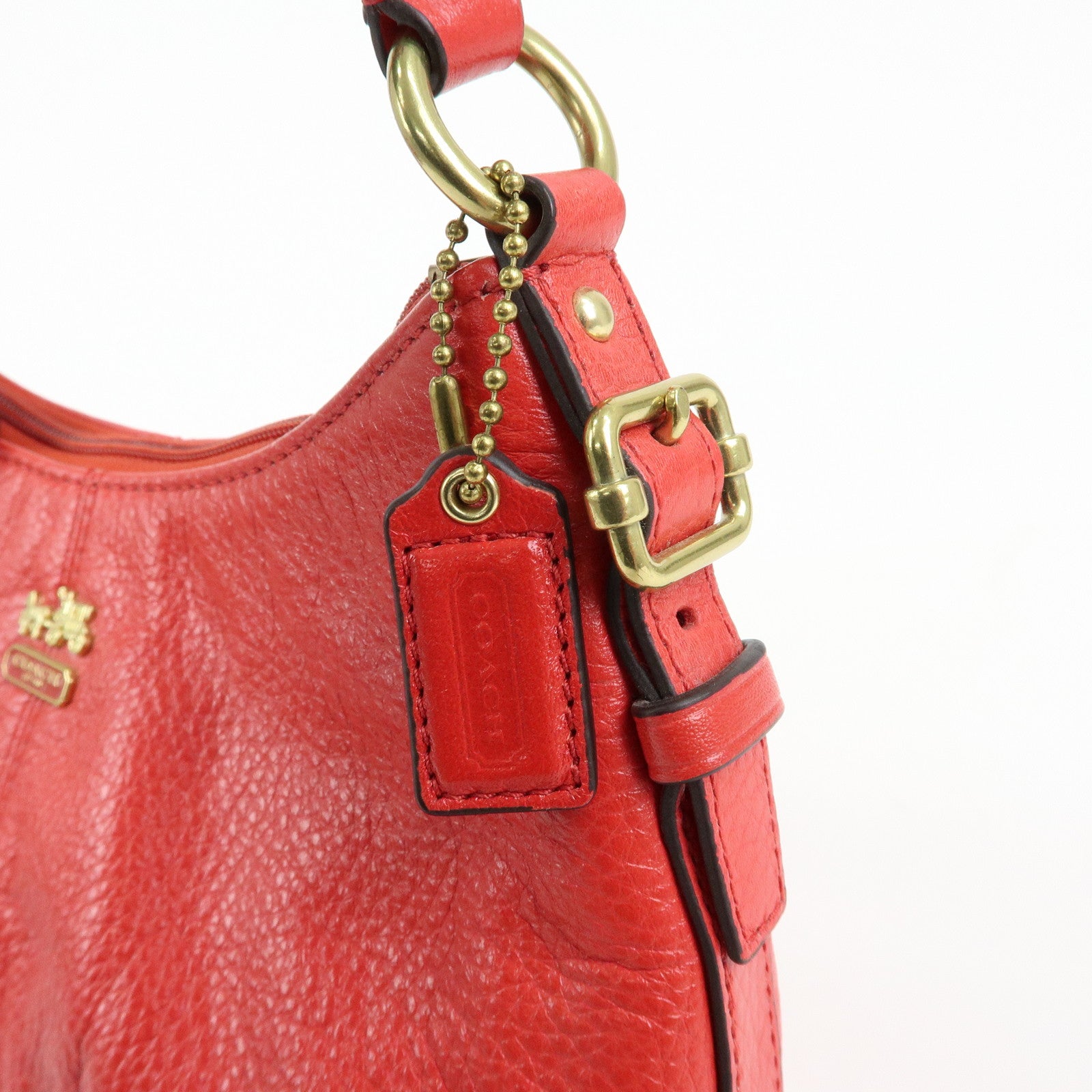 COACH Edie Set of 2 Leather Shoulder Bag Hand Bag Red