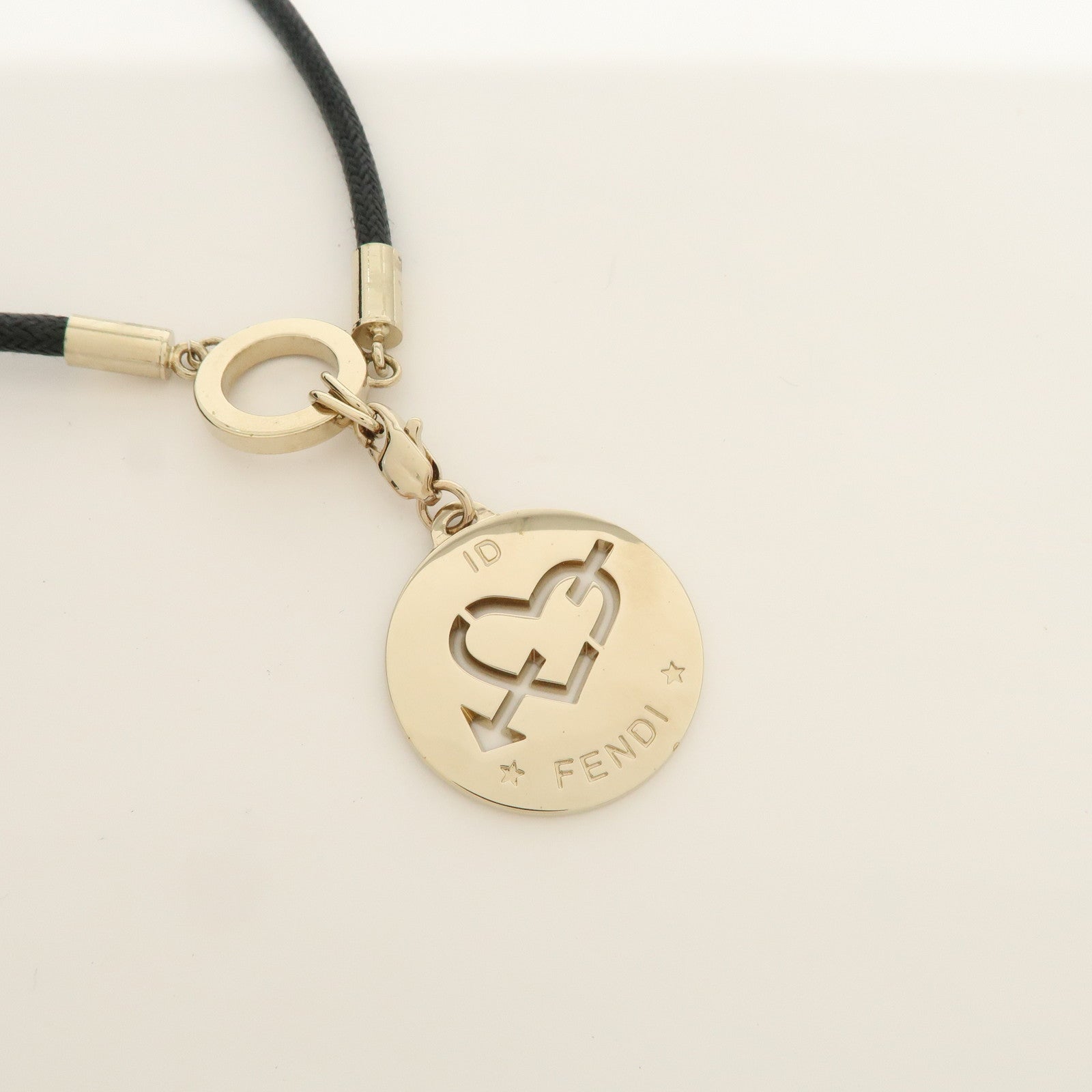 FENDI Logo Metal Necklace Silver Black