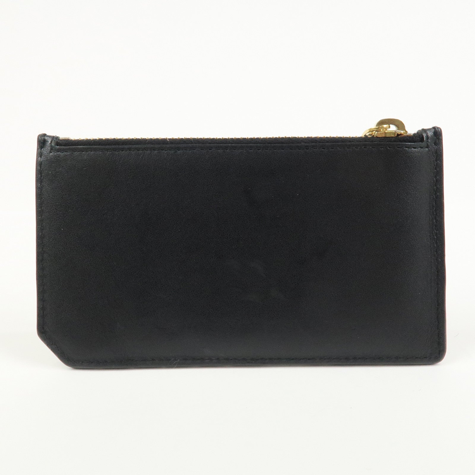 SAINT LAURENT PARIS Leather Card Case Card Holder Black 458583