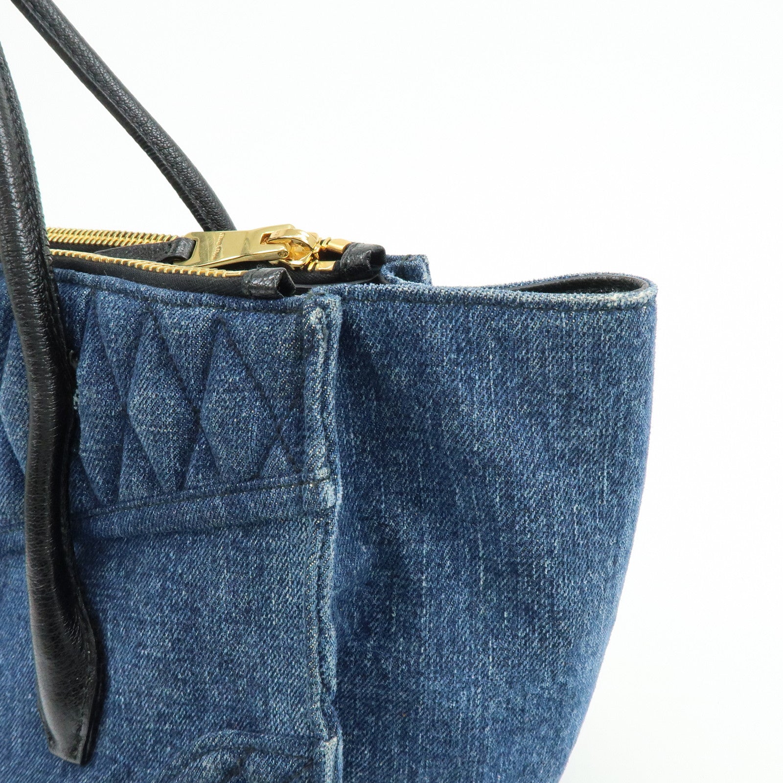 MIU MIU Biker Denim Leather 2Way Bag Hand Bag Shoulder Bag RN1031