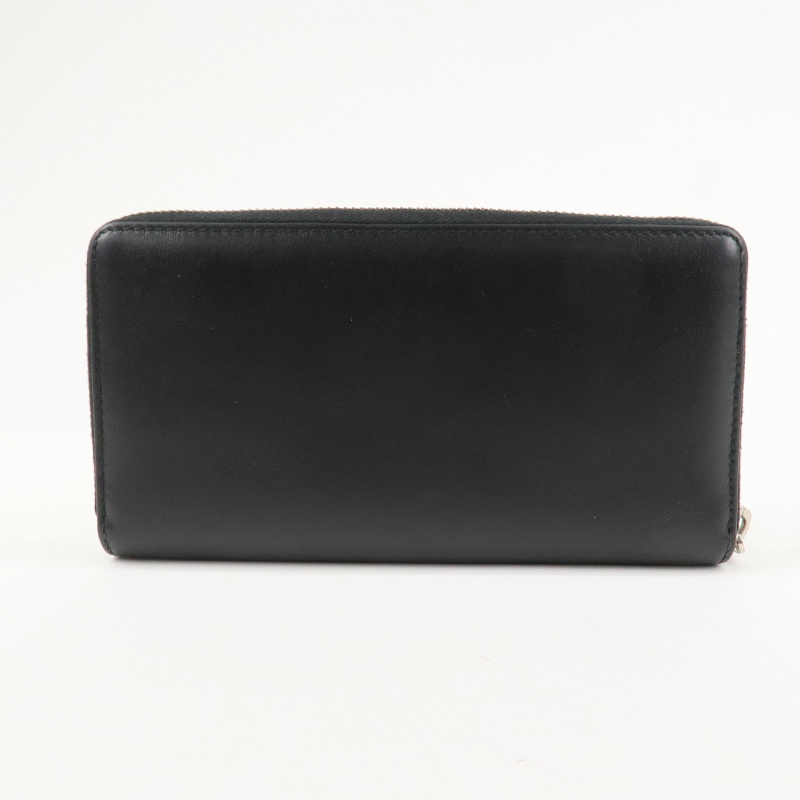 GUCCI Blade Embroidery Leather Zip Around Long Wallet Black Used