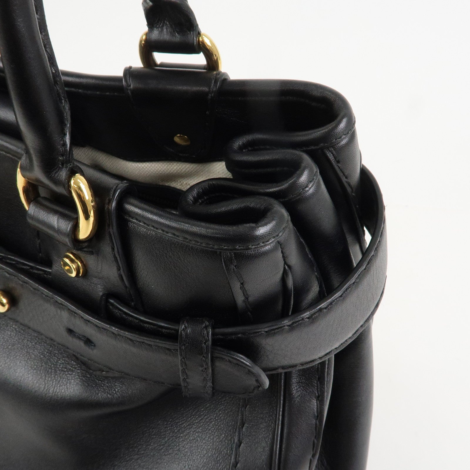 GUCCI GG Running Calf Leather Tote Bag Hand Bag Black 247183