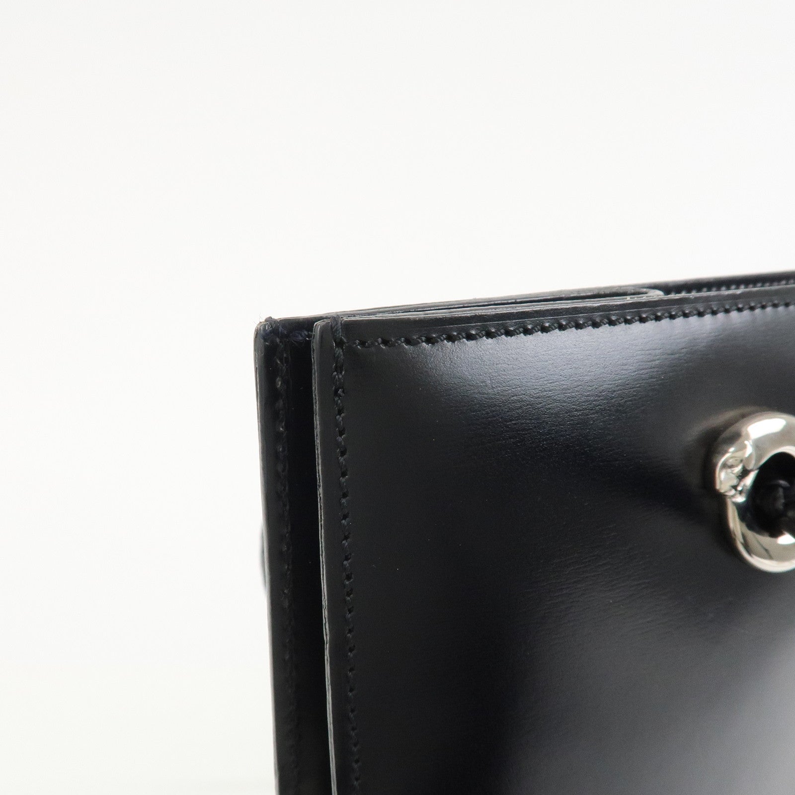 Cartier Leather Shoulder Bag Tote bag Black Silver