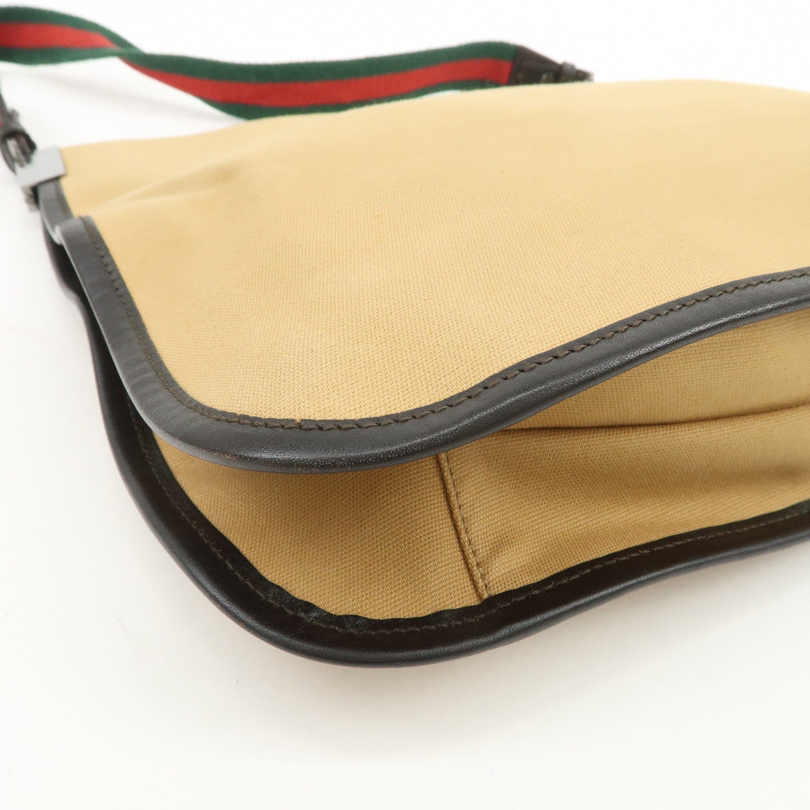 GUCCI Sherry Canvas Leather Shoulder Crossbody Bag Beige 001.4321