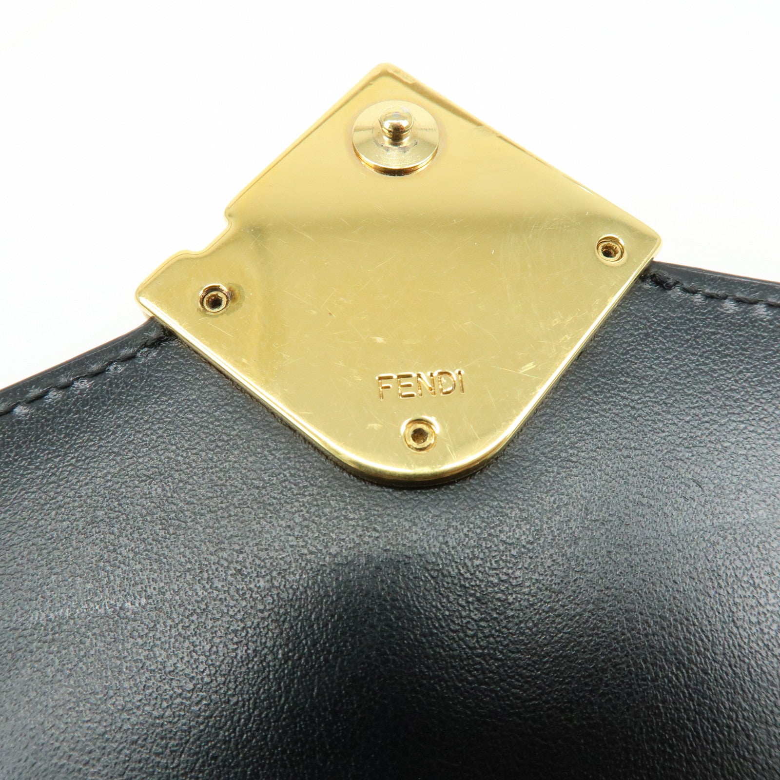 FENDI Leather Chain Wallet WOC Black 8M0365