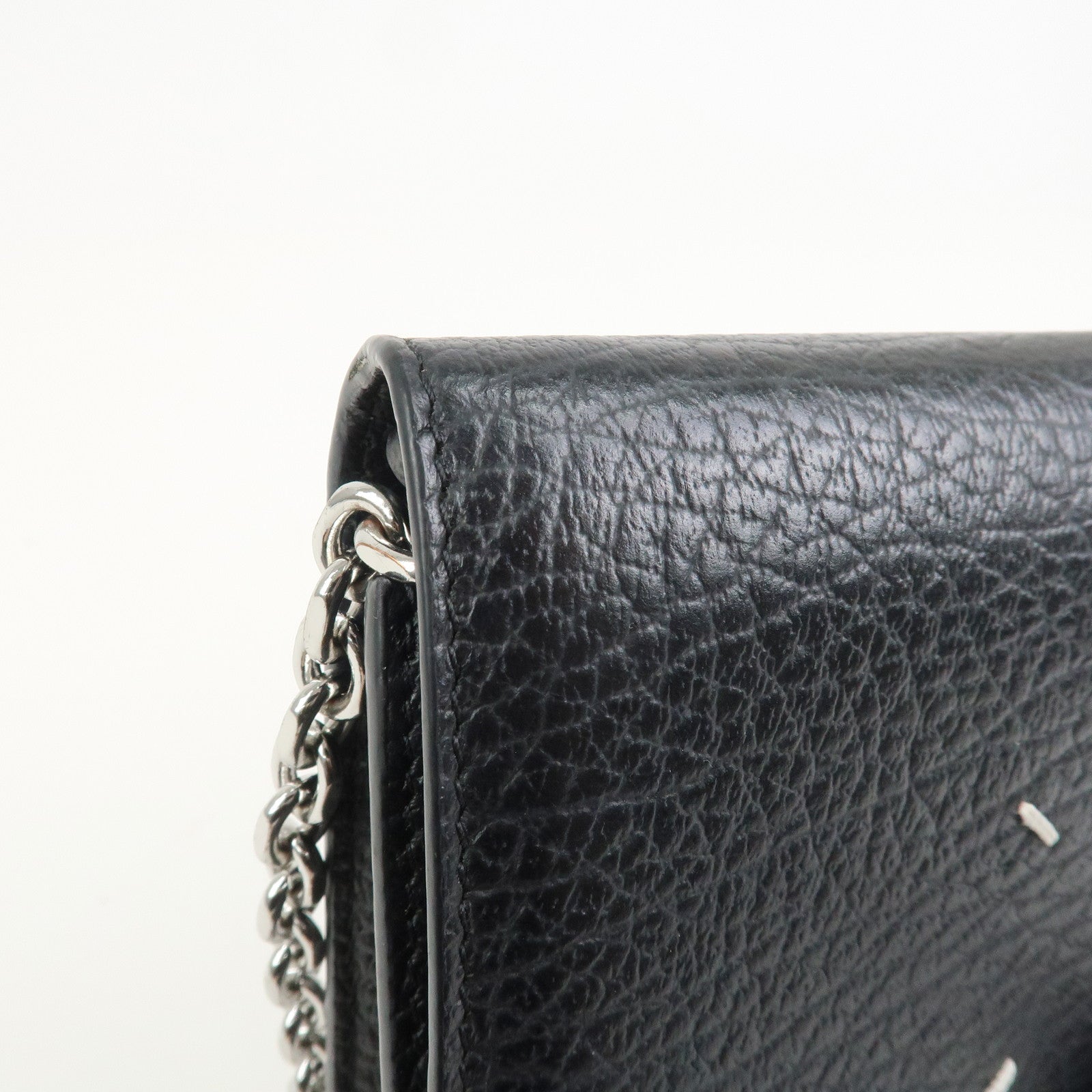 Maison Margiela Leather Shoulder Bag 4 Stitches Chain Wallet Black