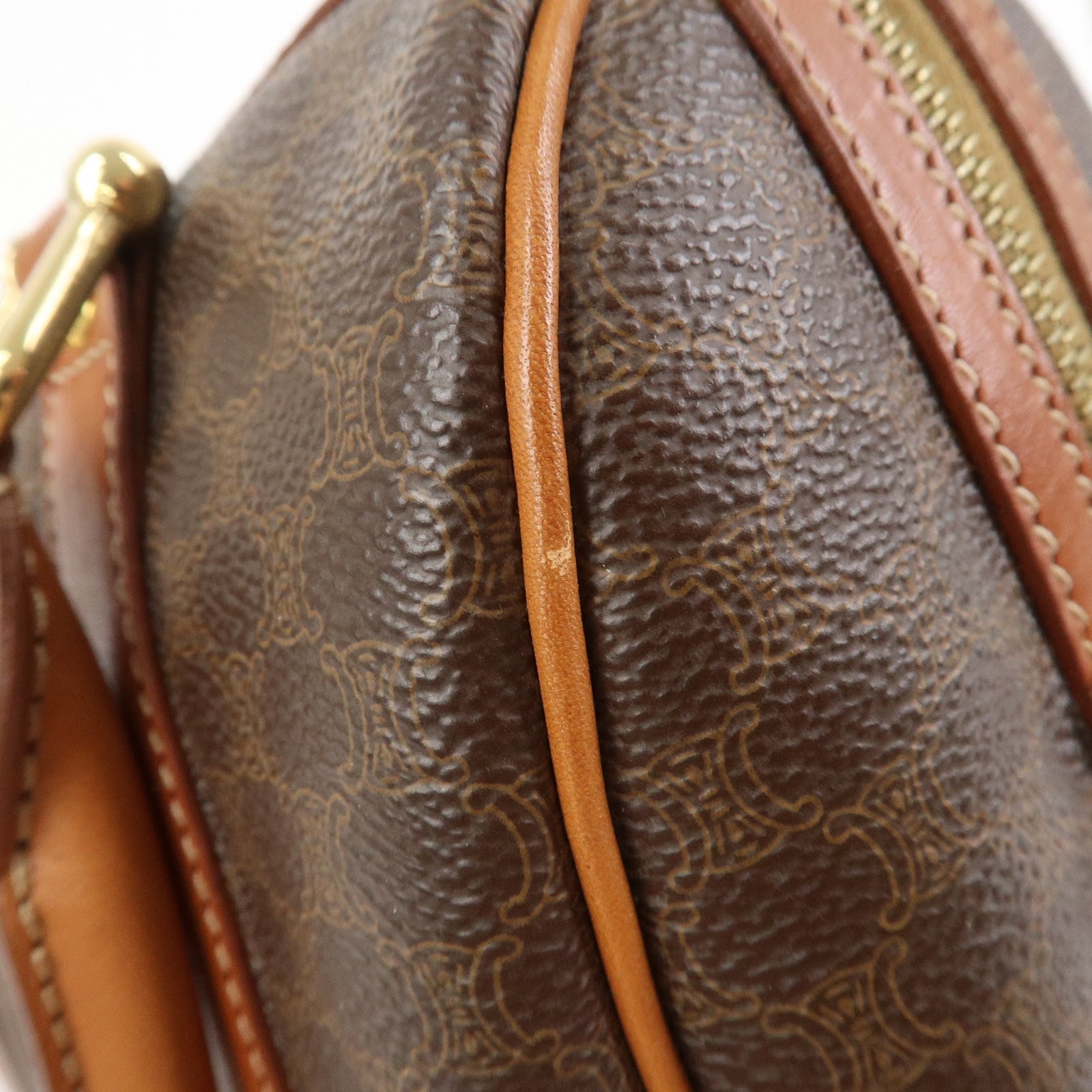 CELINE Macadam PVC Leather Boston Bag Hand Bag Brown