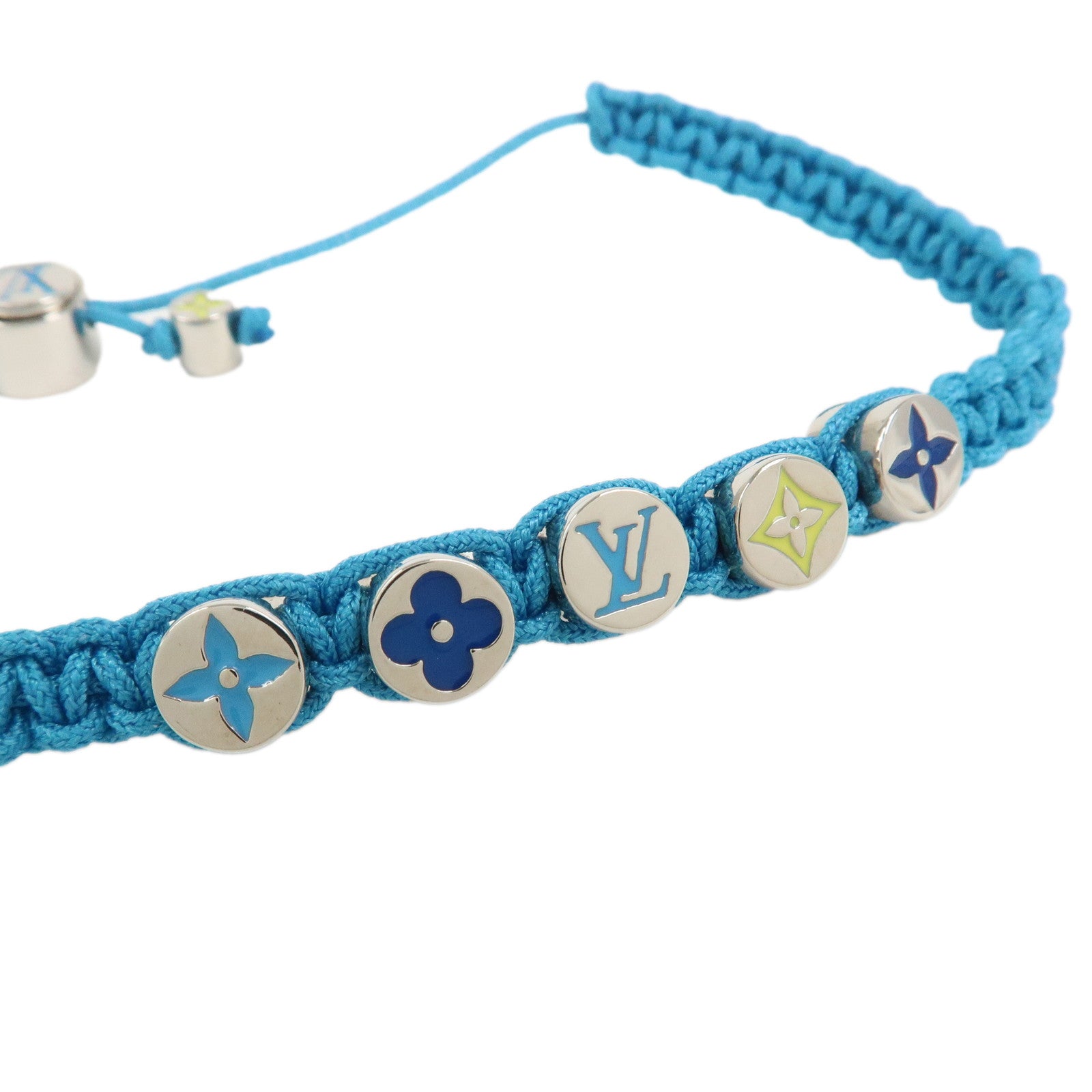 Louis Vuitton Nylon Metal Colors Bracelet Blue M1088A