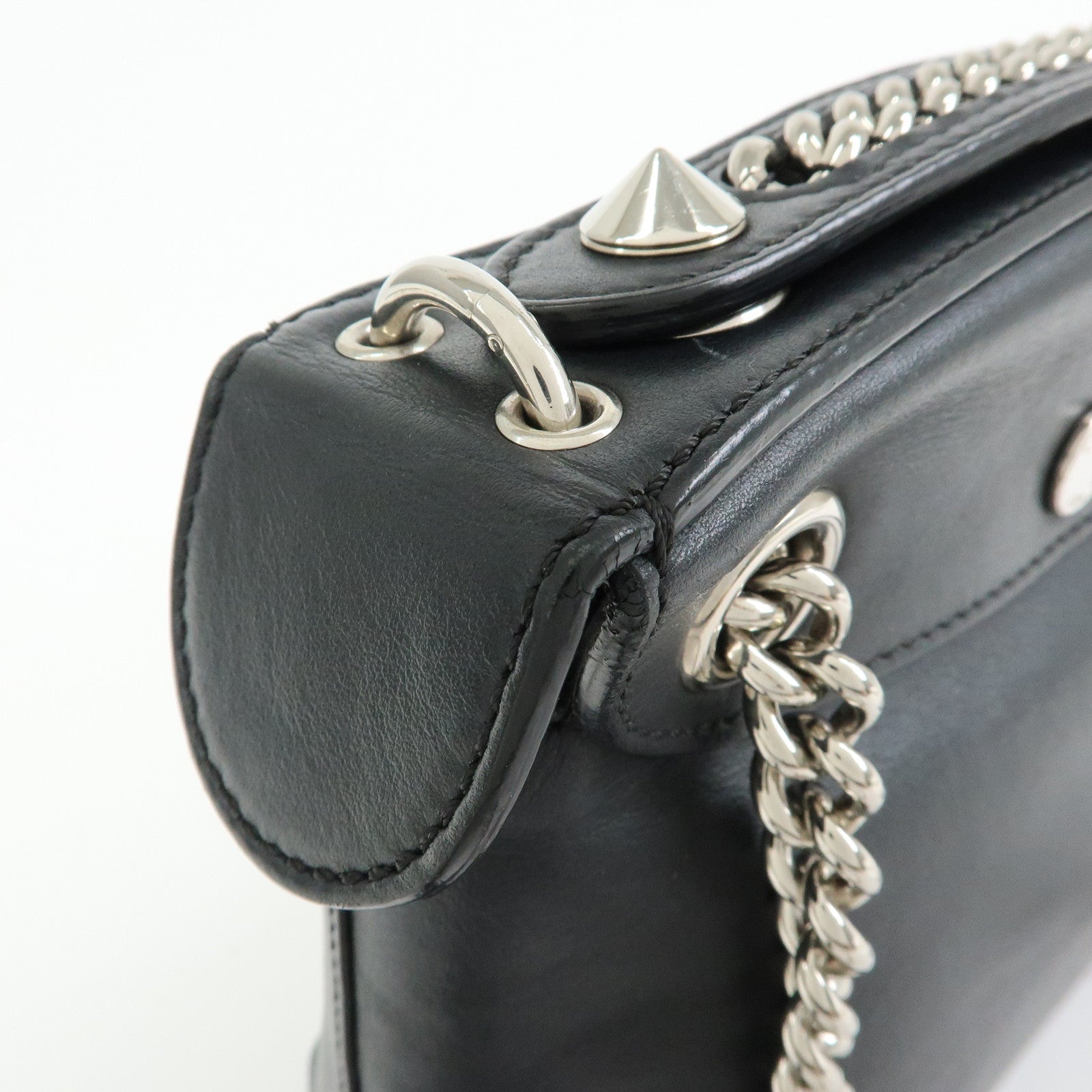 FENDI Bag to School Leather 2Way Bag Hand Bag Shoulder Bag Black