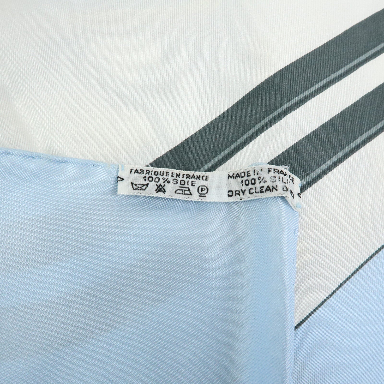 HERMES Carre 90 Silk 100% Scarf Brides de Gala Gray Light Blue Gold