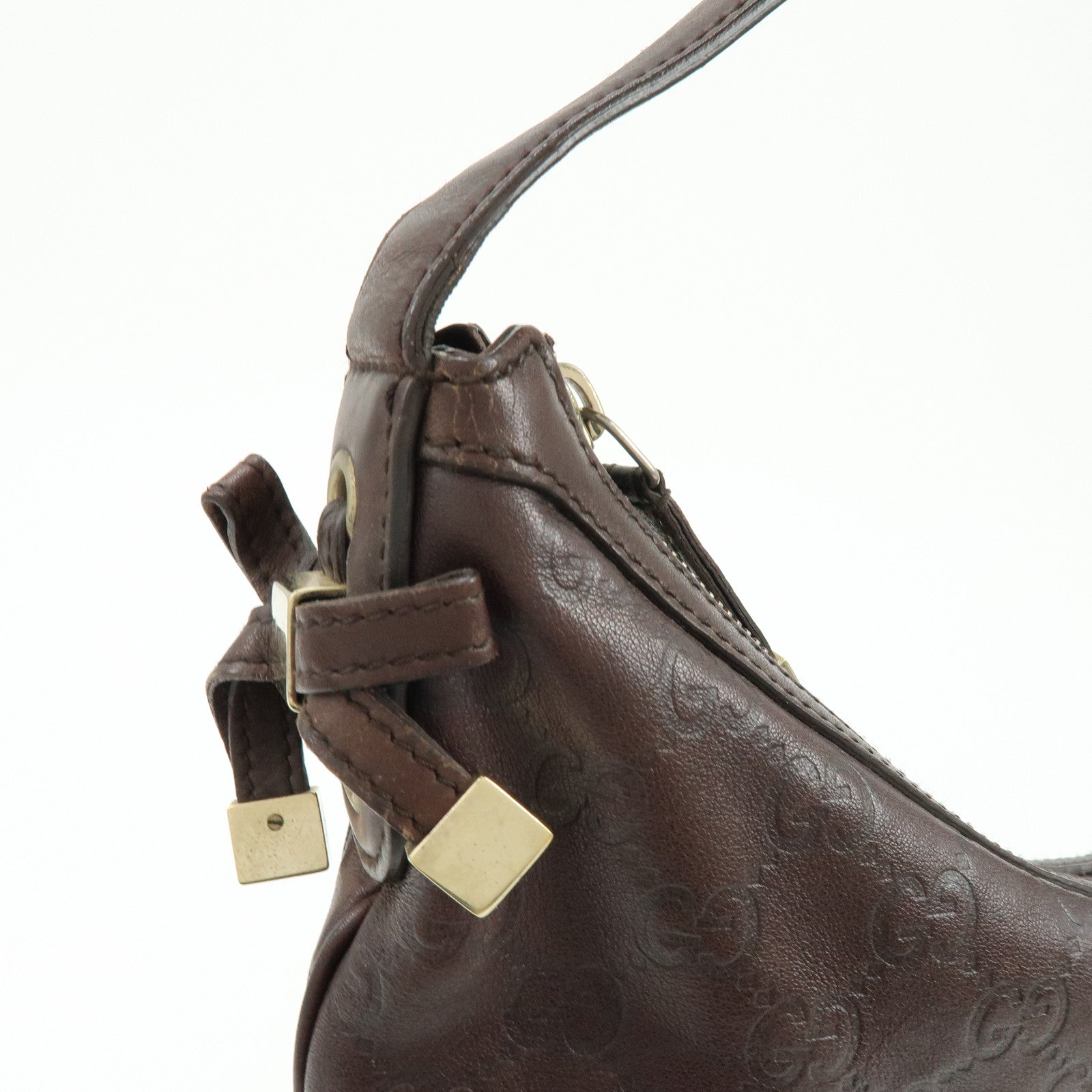 GUCCI Princy Guccissima Leather Shoulder Bag Dark Brown 162882