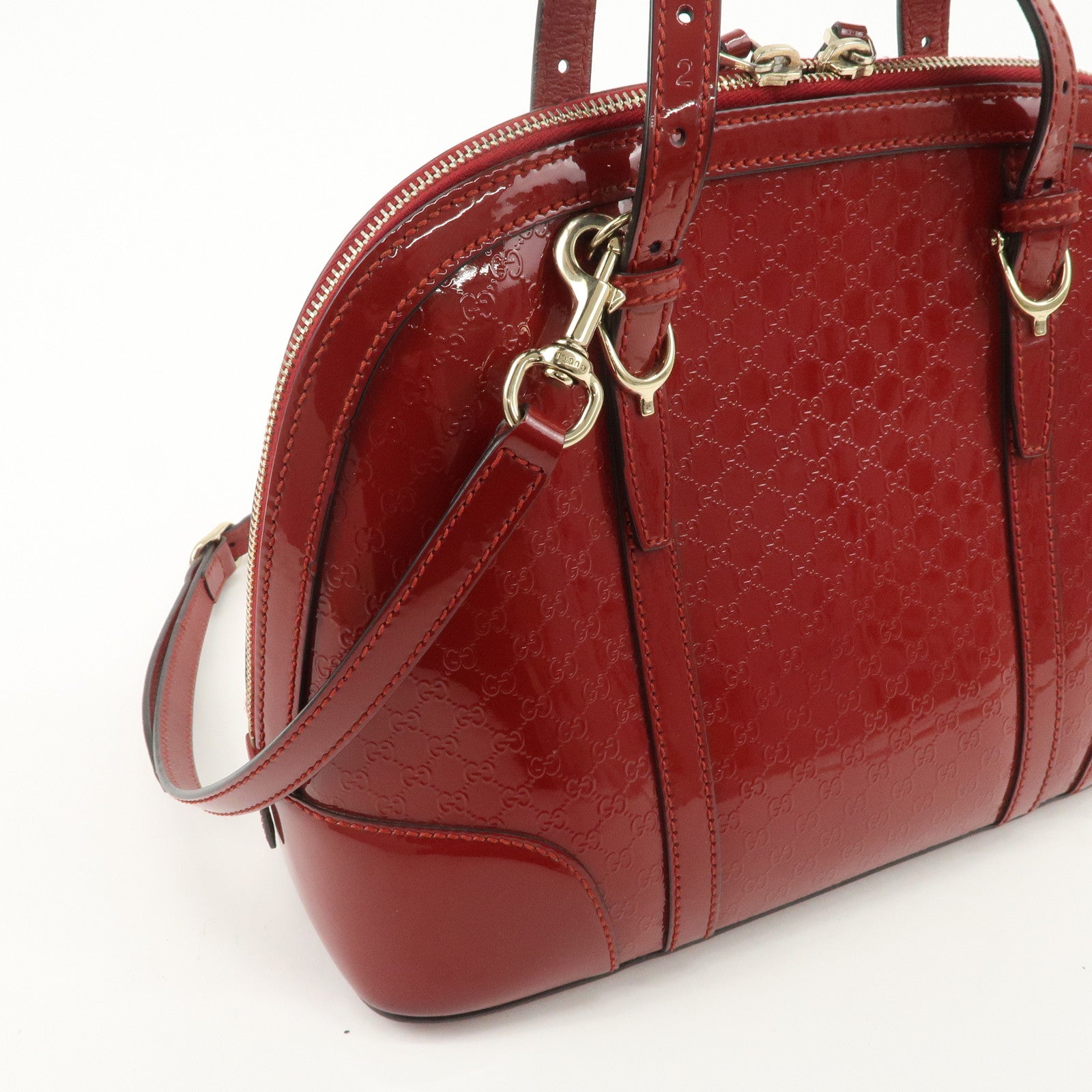 GUCCI Micro Guccissima Patent Leather 2way Hand Bag Red 309617 Used