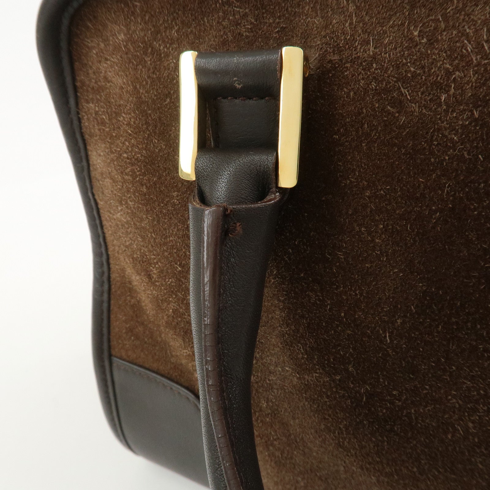 LOEWE Anagram Suede Leather Amazona 27 Hand Bag Brown