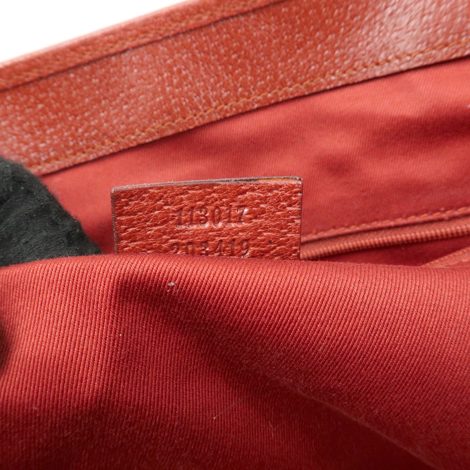 GUCCI GG Canvas Leather Tote Bag Hand Bag Shoulder Bag Red 113017