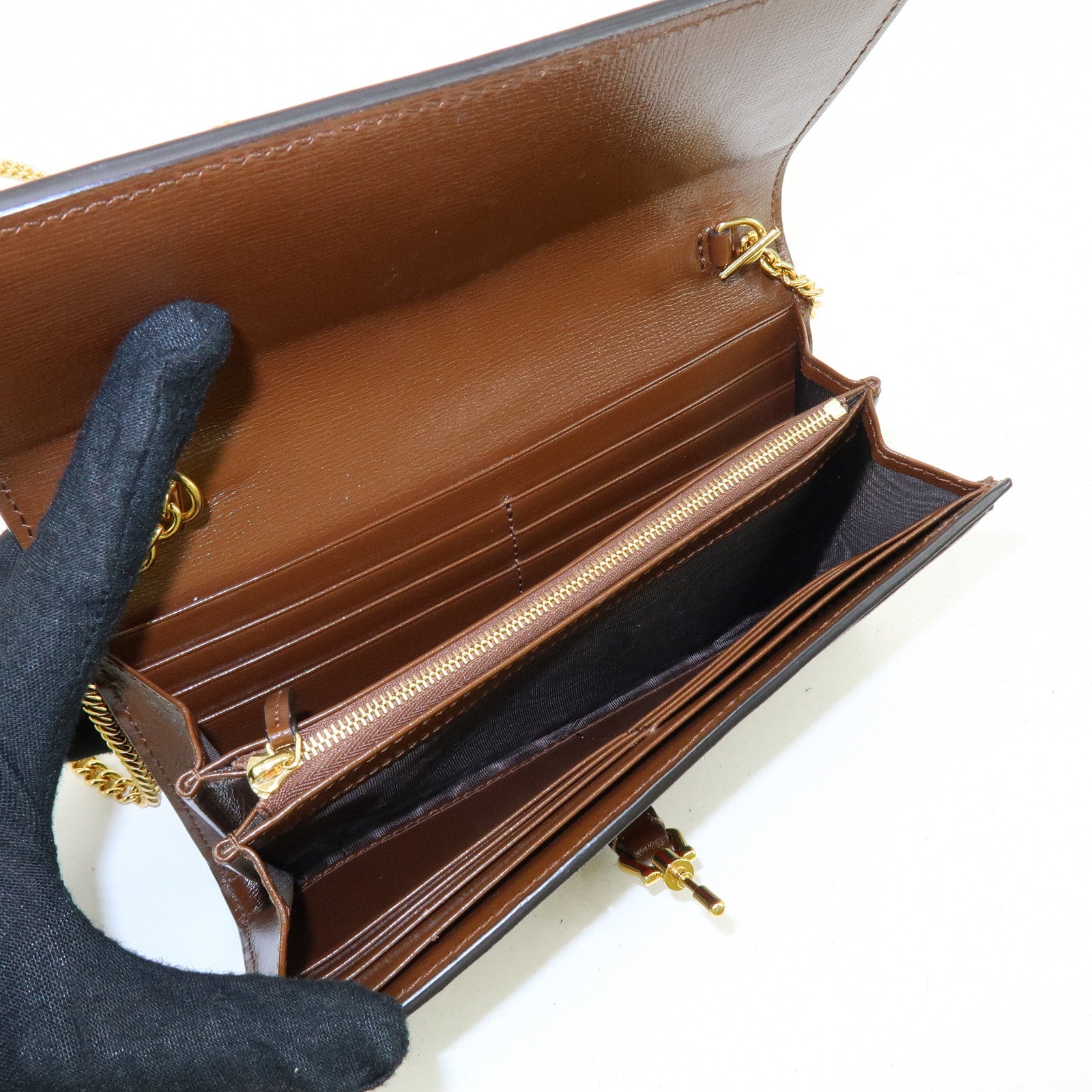 GUCCI Jackie 1961 Sherry Leather Chain Wallet Beige 652681.0416