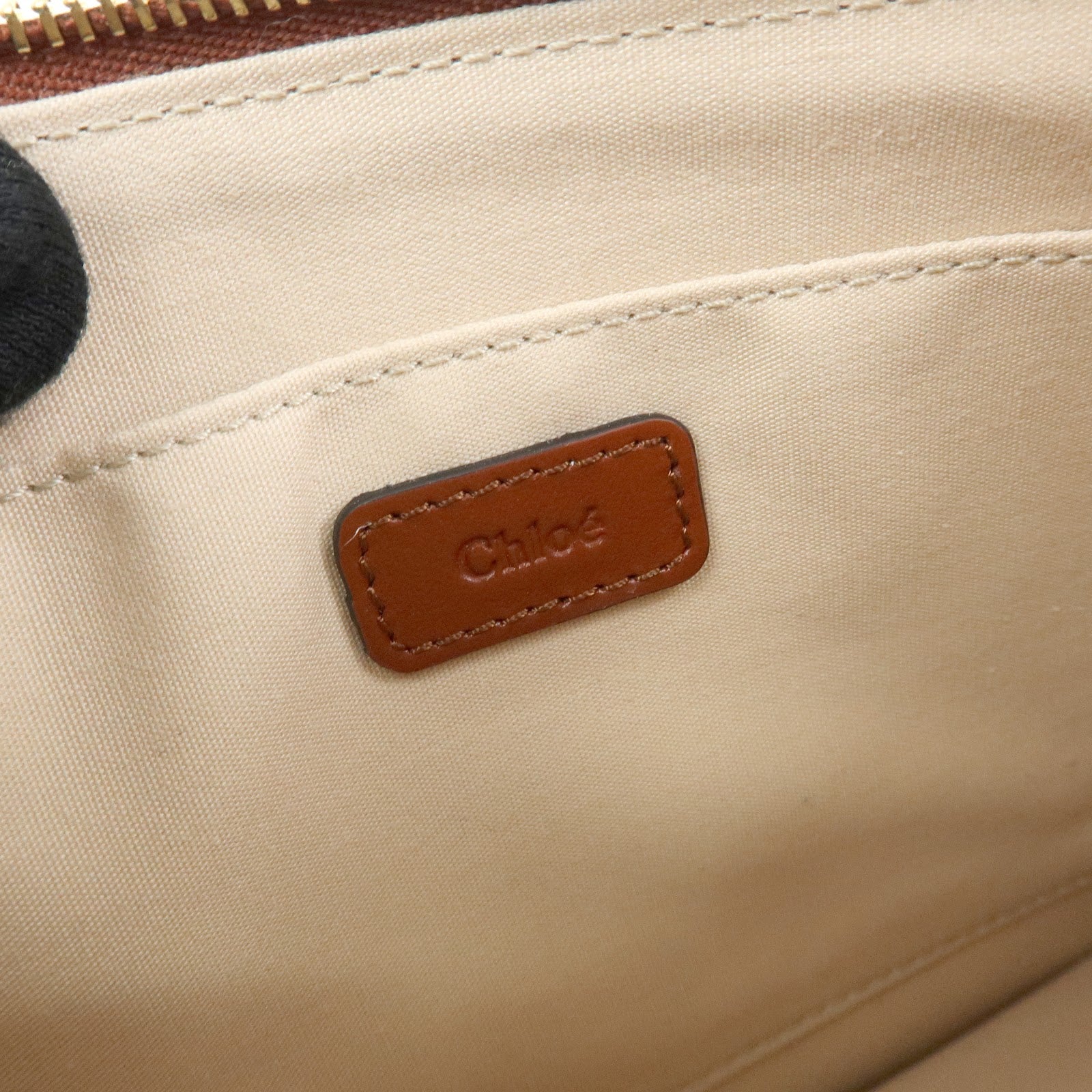 Chloe Chloe C Leather Pouch Fragment Case Passport Case Brown