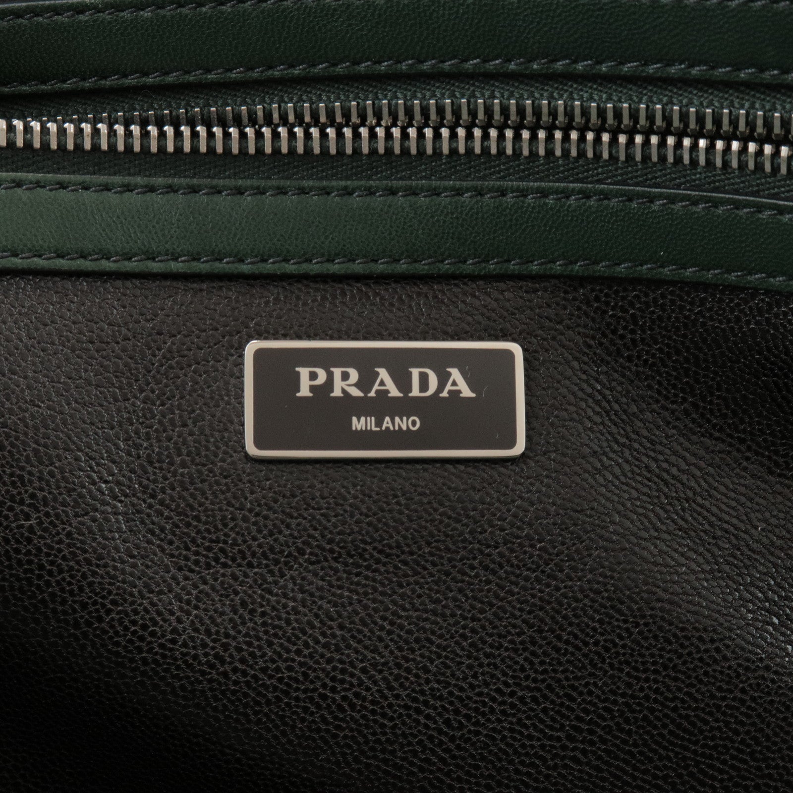 PRADA Triangle Logo 2Way Leather Hand Bag Shoulder Bag Green