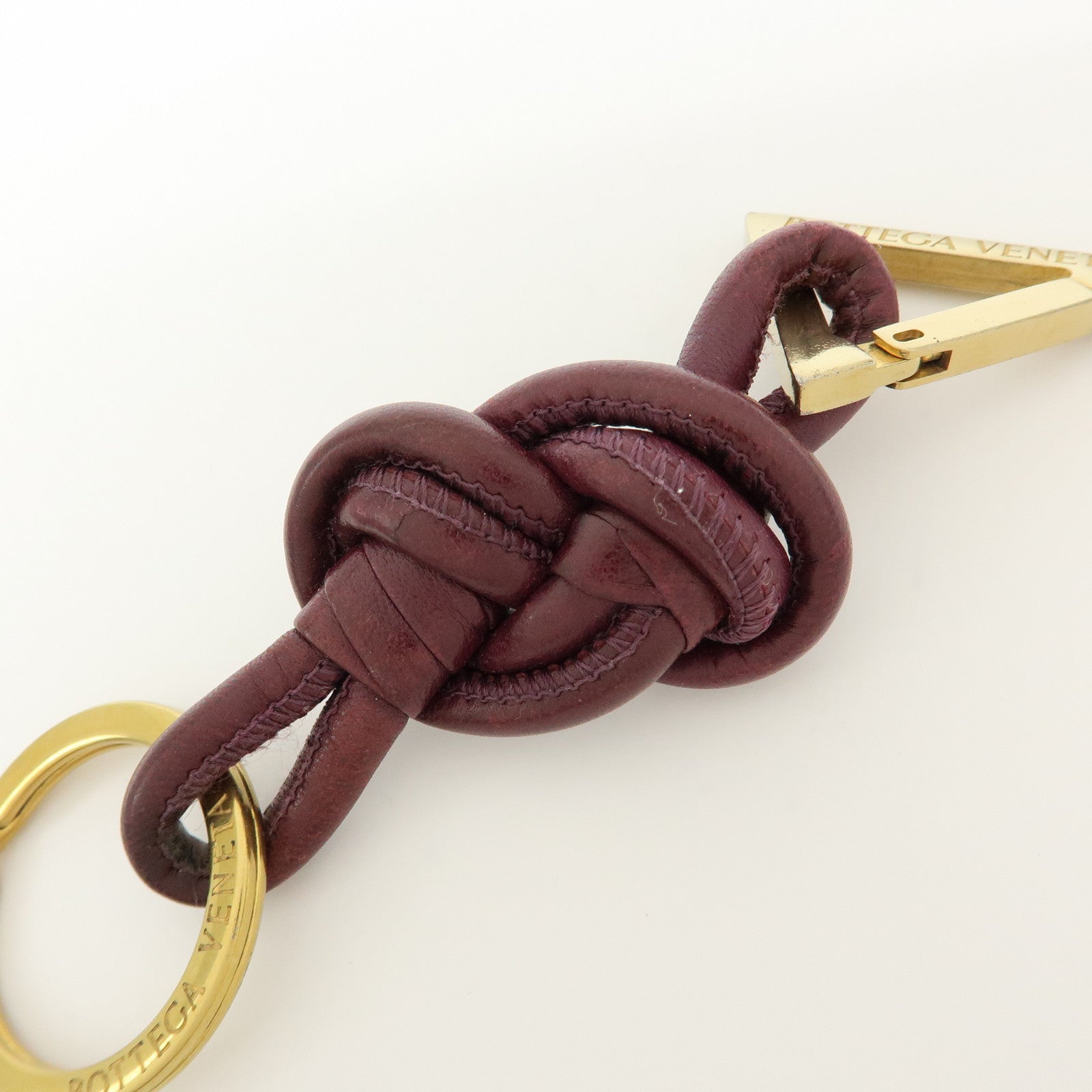 BOTTEGA VENETA Nappa Leather Metal Bag Charm Key Chain Bordeaux