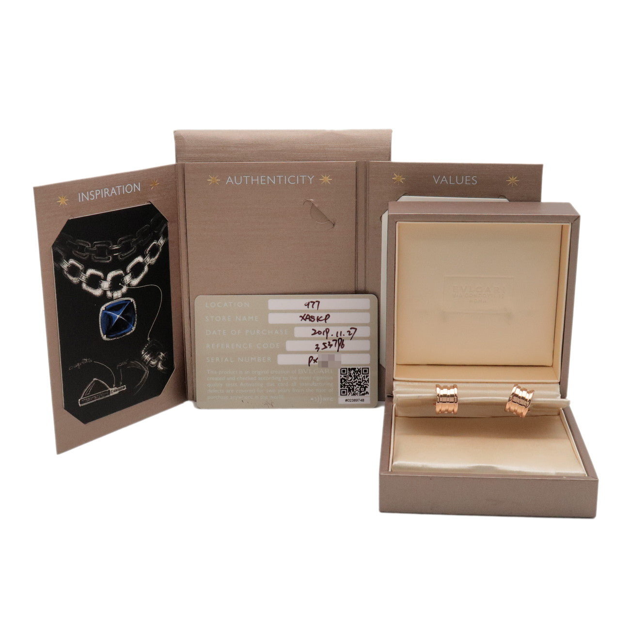BVLGARI B-zero1 Hoop Earrings K18 750PG Rose Gold