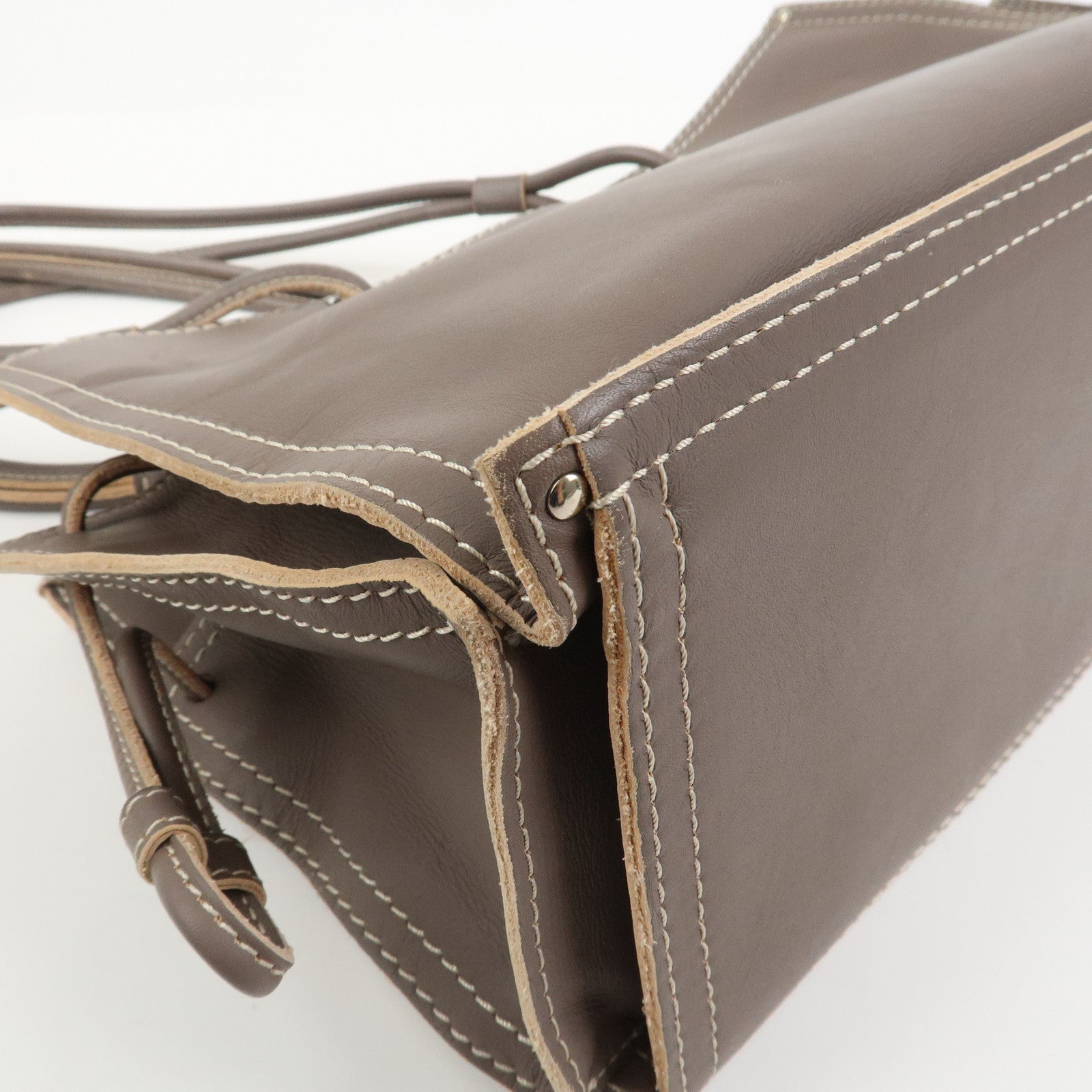 LOEWE Anagram Logo Leather Shopper Tote Bag Shoulder bag Brown