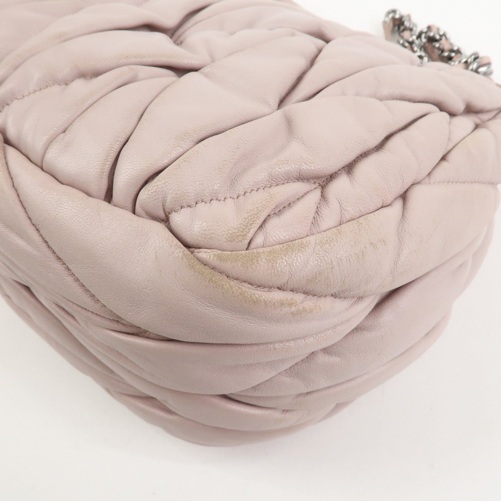 MIU MIU Matelasse Nappa Leather Tote Bag Shoulder Bag Light Pink