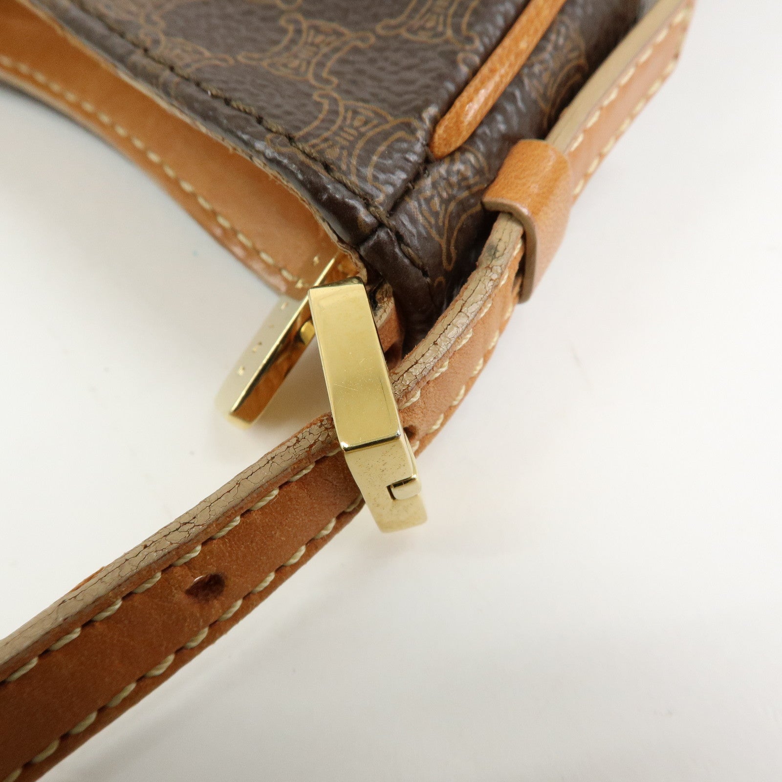 CELINE Macadam PVC Leather Shoulder Bag Hand Bag Brown