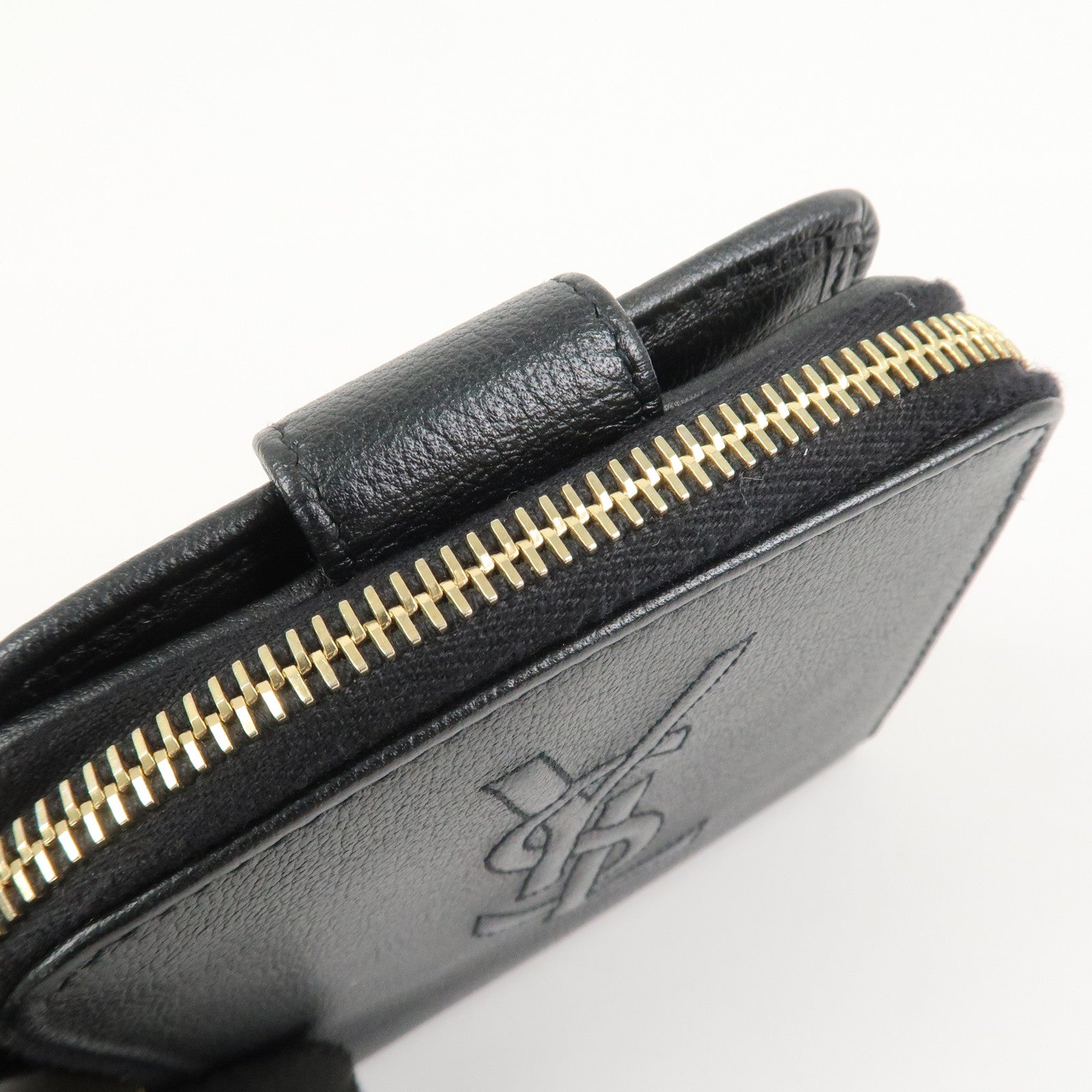 SAINT LAURENT PARIS Coin Case Coin Wallet Leather Black Logo 352906