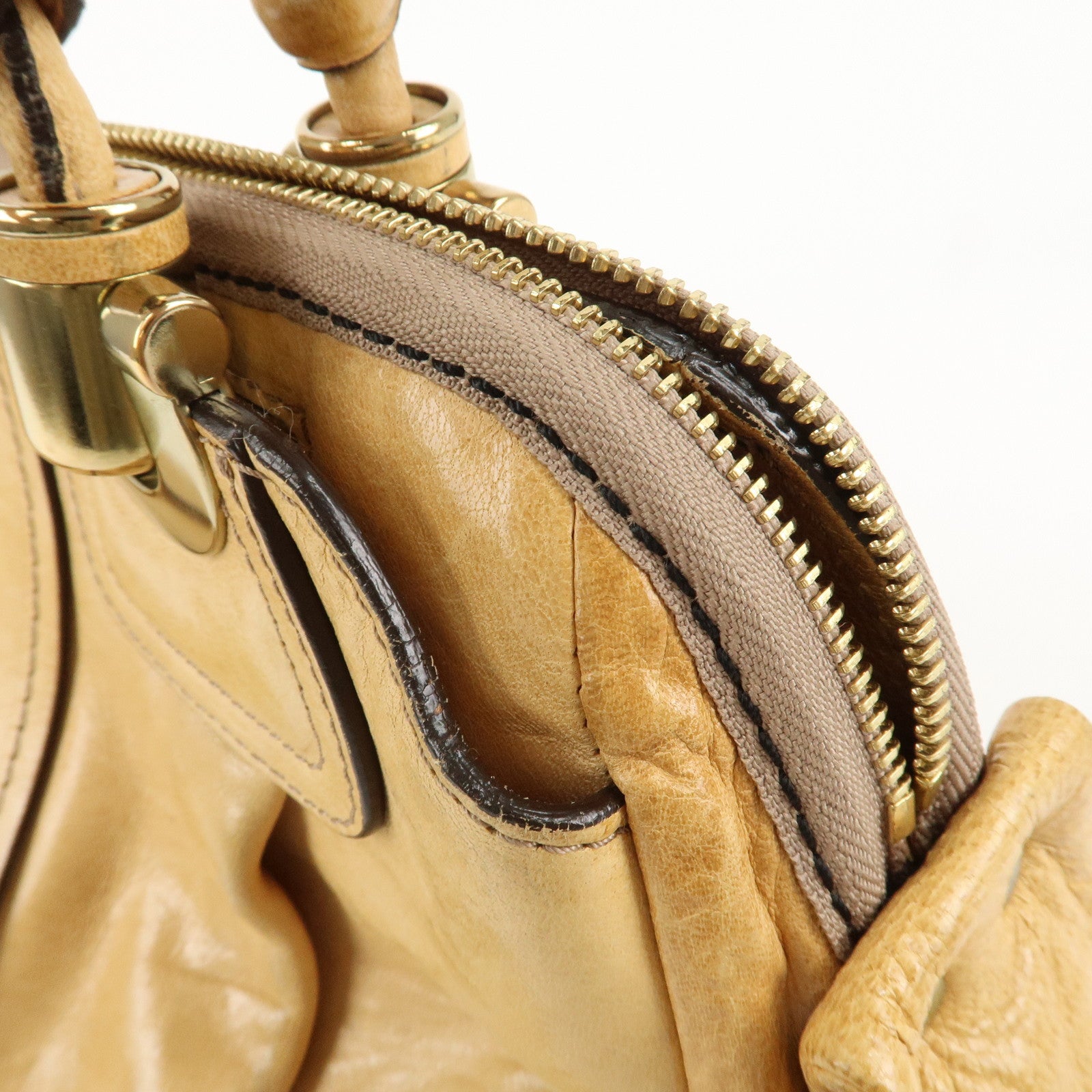 Chloe Heloise Shoulder Bag Hand Bag Beige Gold Hardware Used